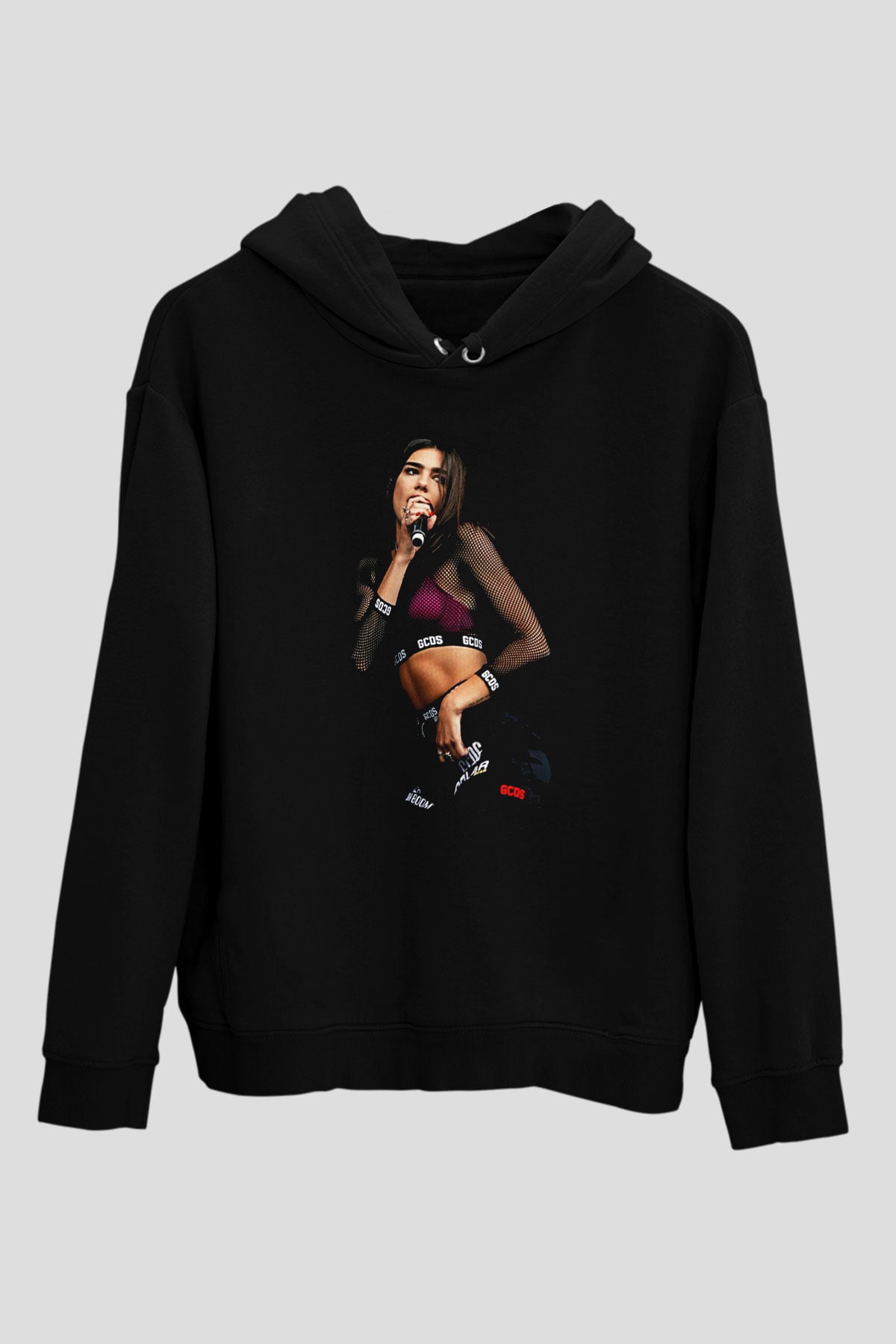 Dua Lipa Baskılı Unisex Siyah Hoodie