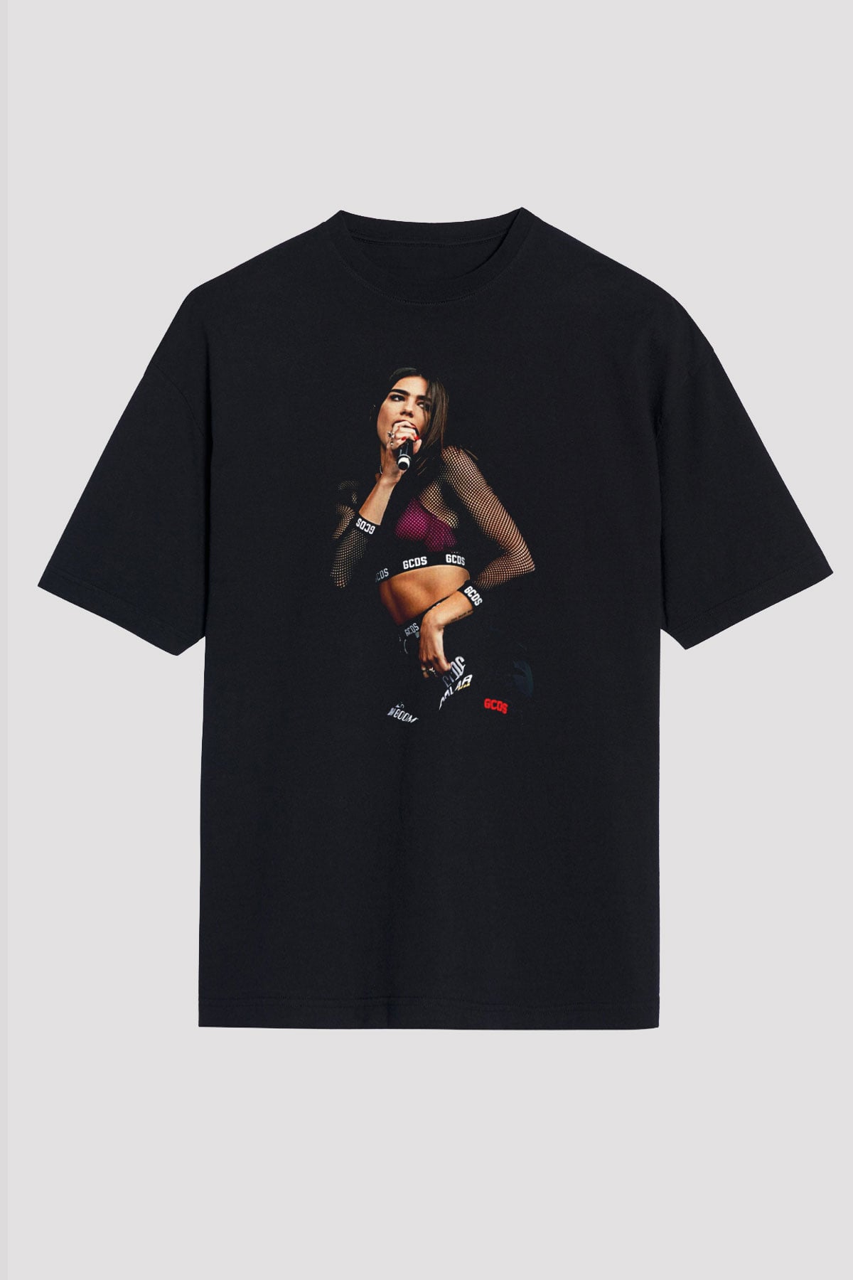 Dua Lipa Baskılı Unisex Siyah Oversize Tişört - Tshirt