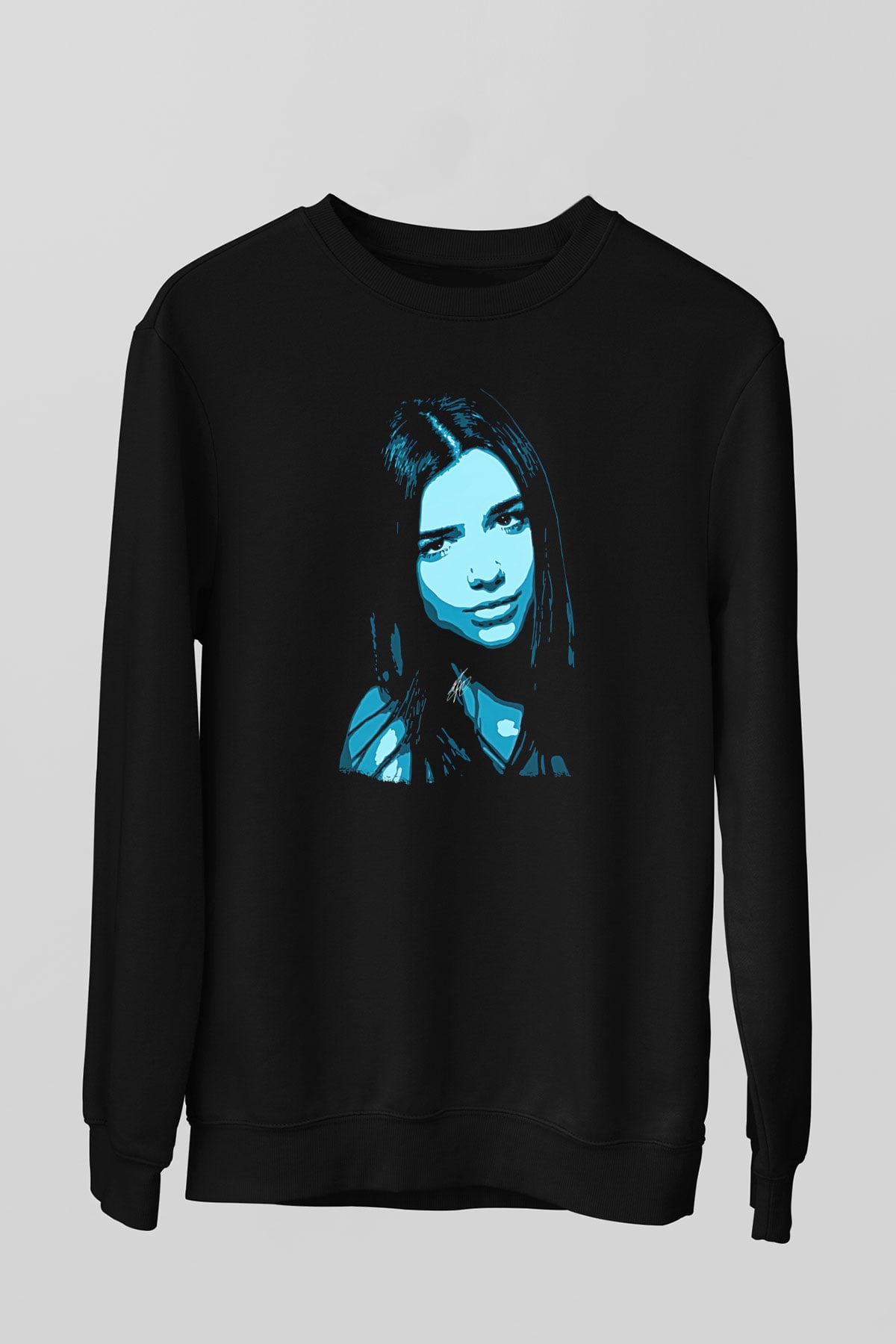 Dua Lipa Baskılı Unisex Siyah Sweatshirt