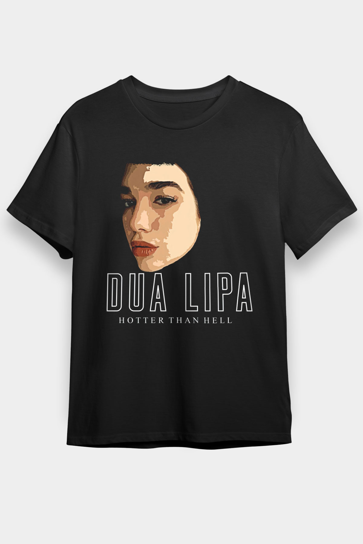 Dua Lipa Baskılı Unisex Siyah Tişört - Tshirt