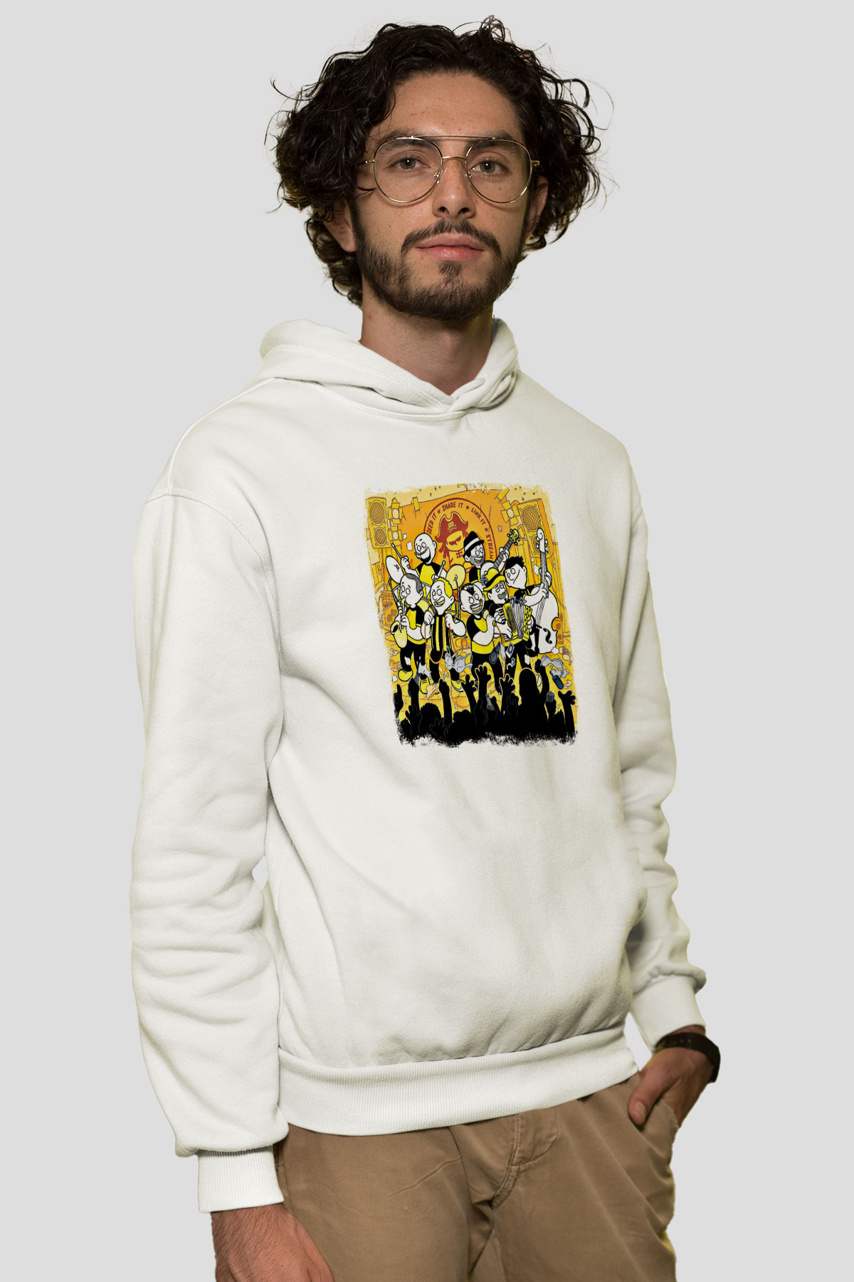 Dubioza Kolektiv Baskılı Unisex Beyaz Hoodie