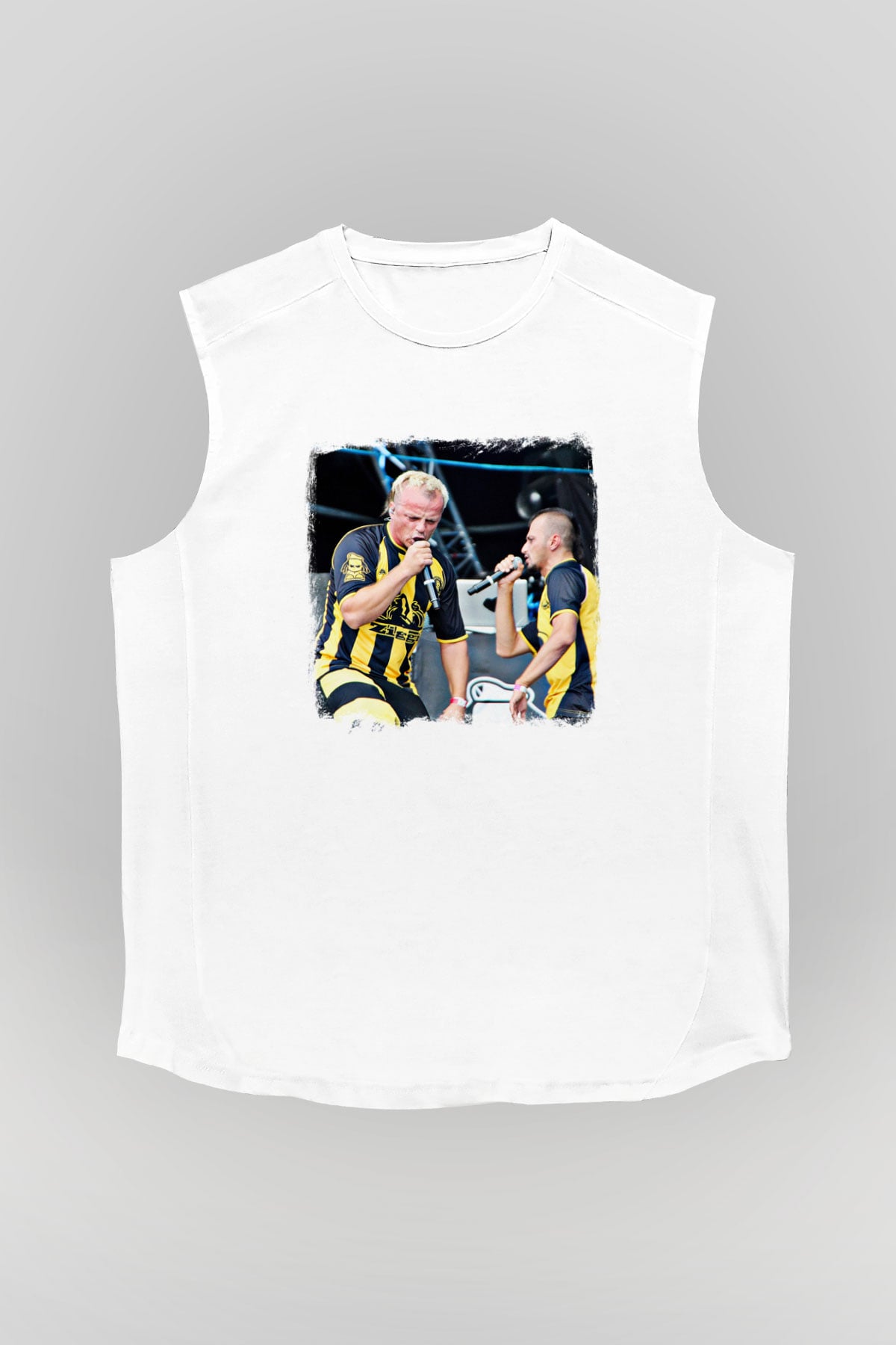 Dubioza Kolektiv Baskılı Unisex Beyaz Kolsuz Tişört