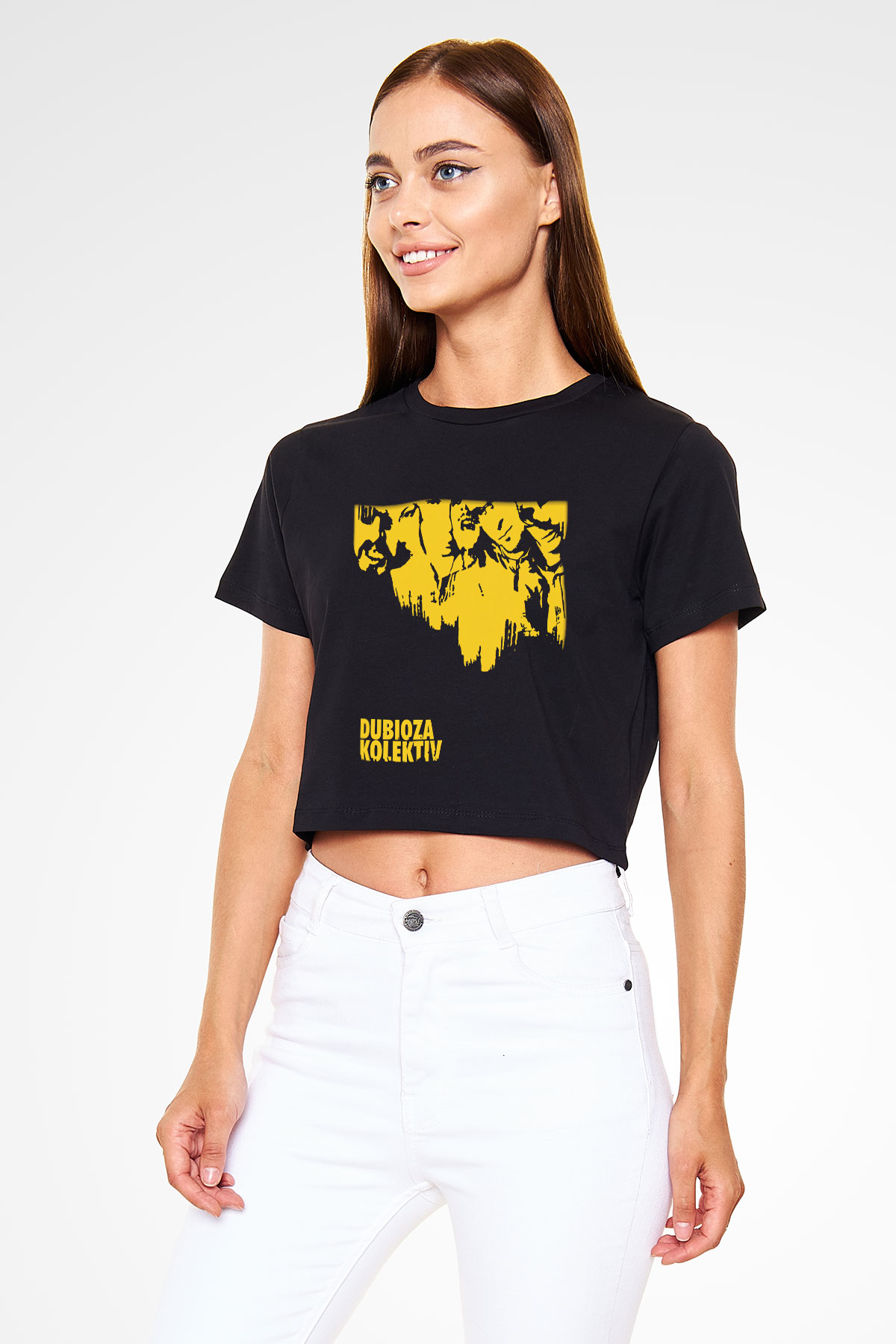 Dubioza kolektiv Siyah Crop Top Tişört