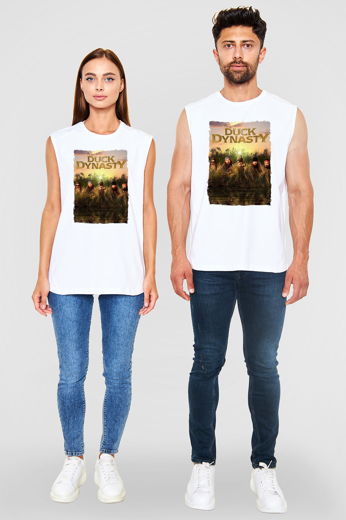 Duck Dynasty Beyaz Unisex Kolsuz Tişört