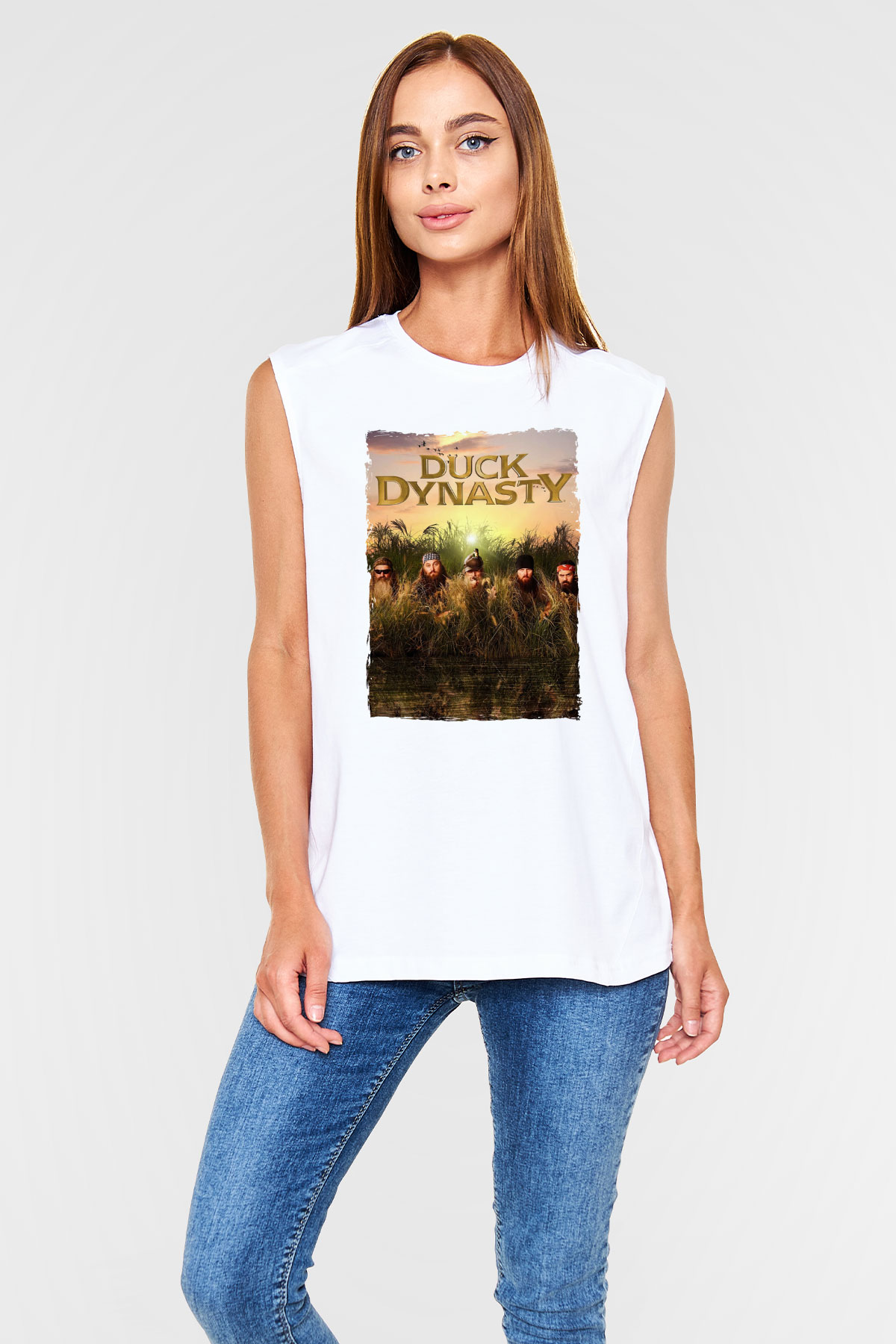 Duck Dynasty Beyaz Unisex Kolsuz Tişört