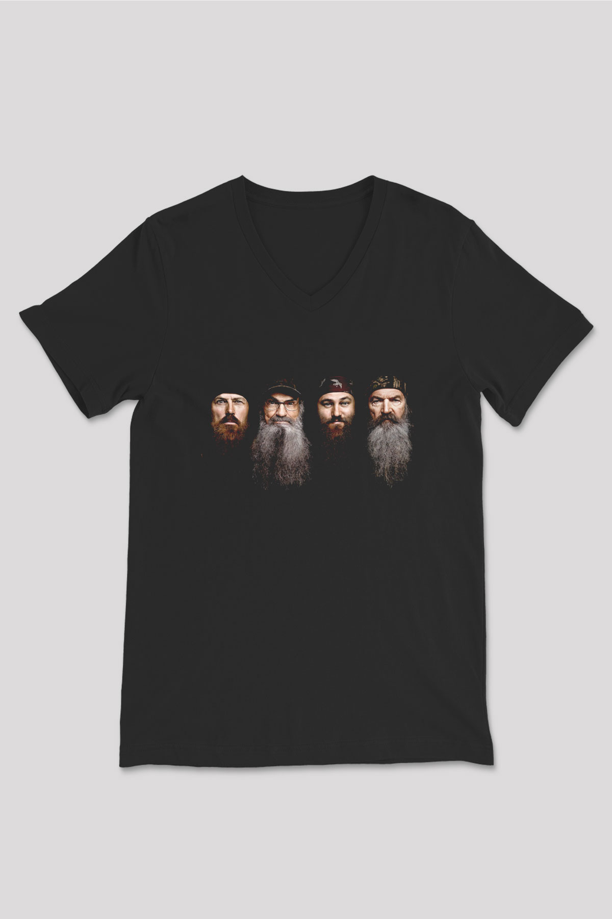 Duck Dynasty Siyah Unisex V Yaka Tişört