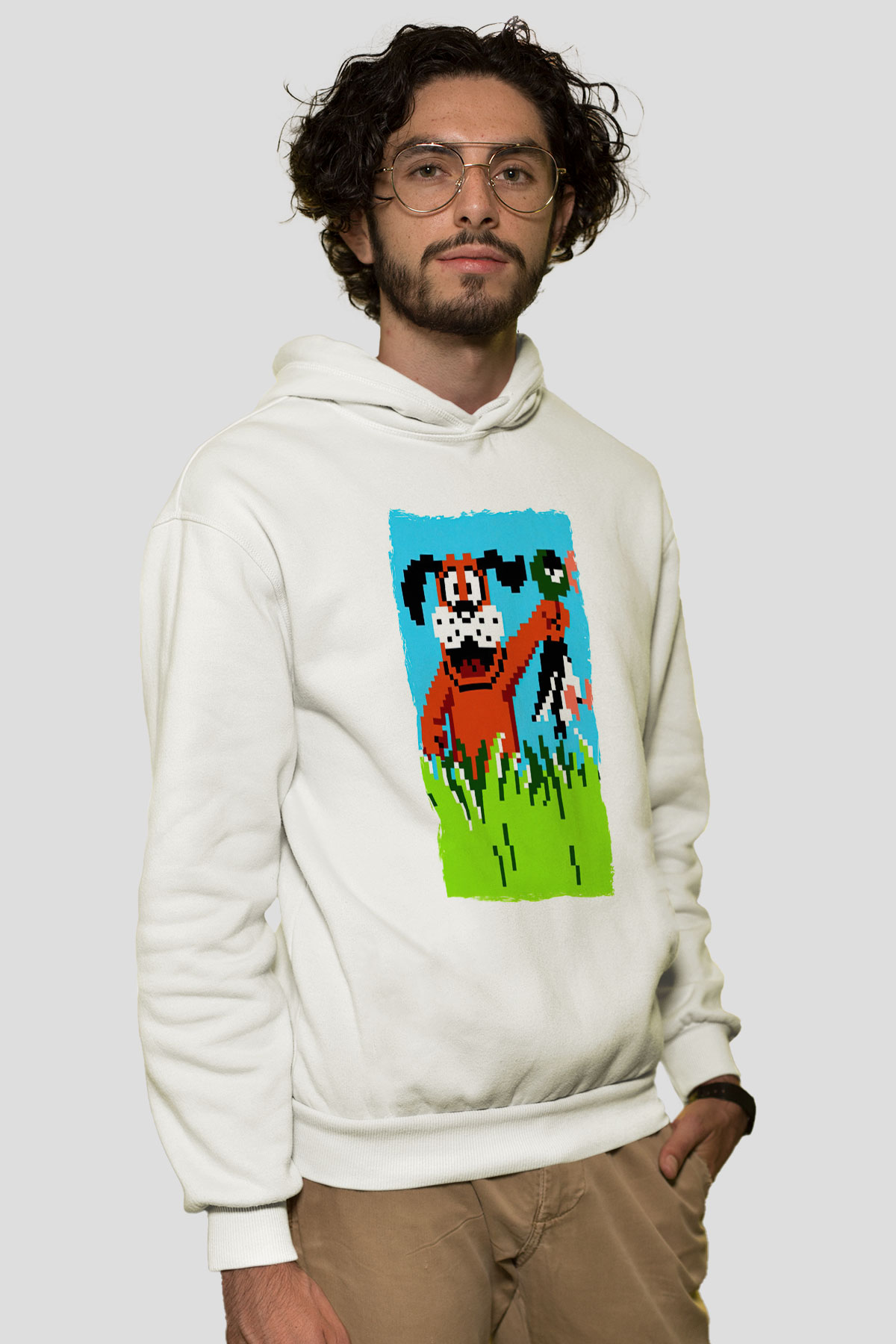 Duck Hunt Beyaz Unisex Hoodie