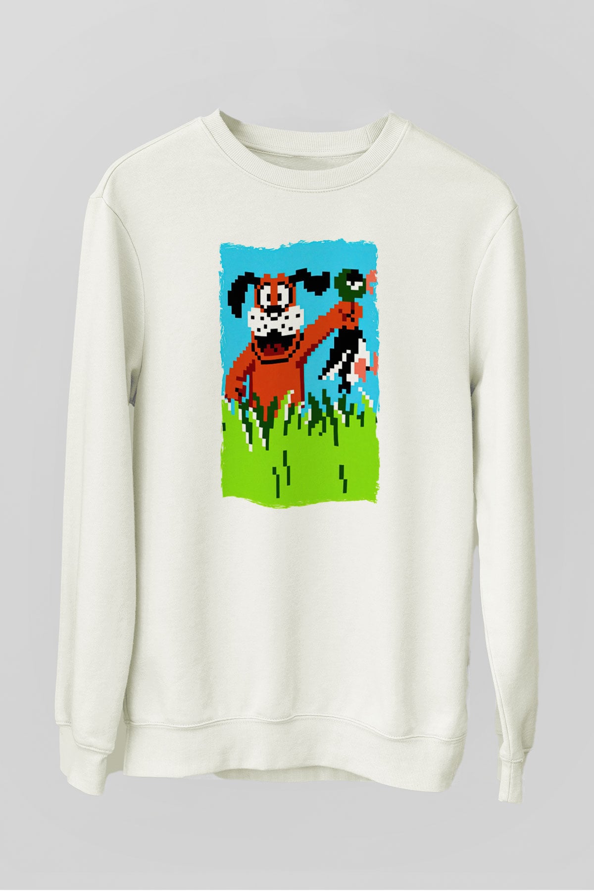Duck Hunt Beyaz Unisex Sweatshirt