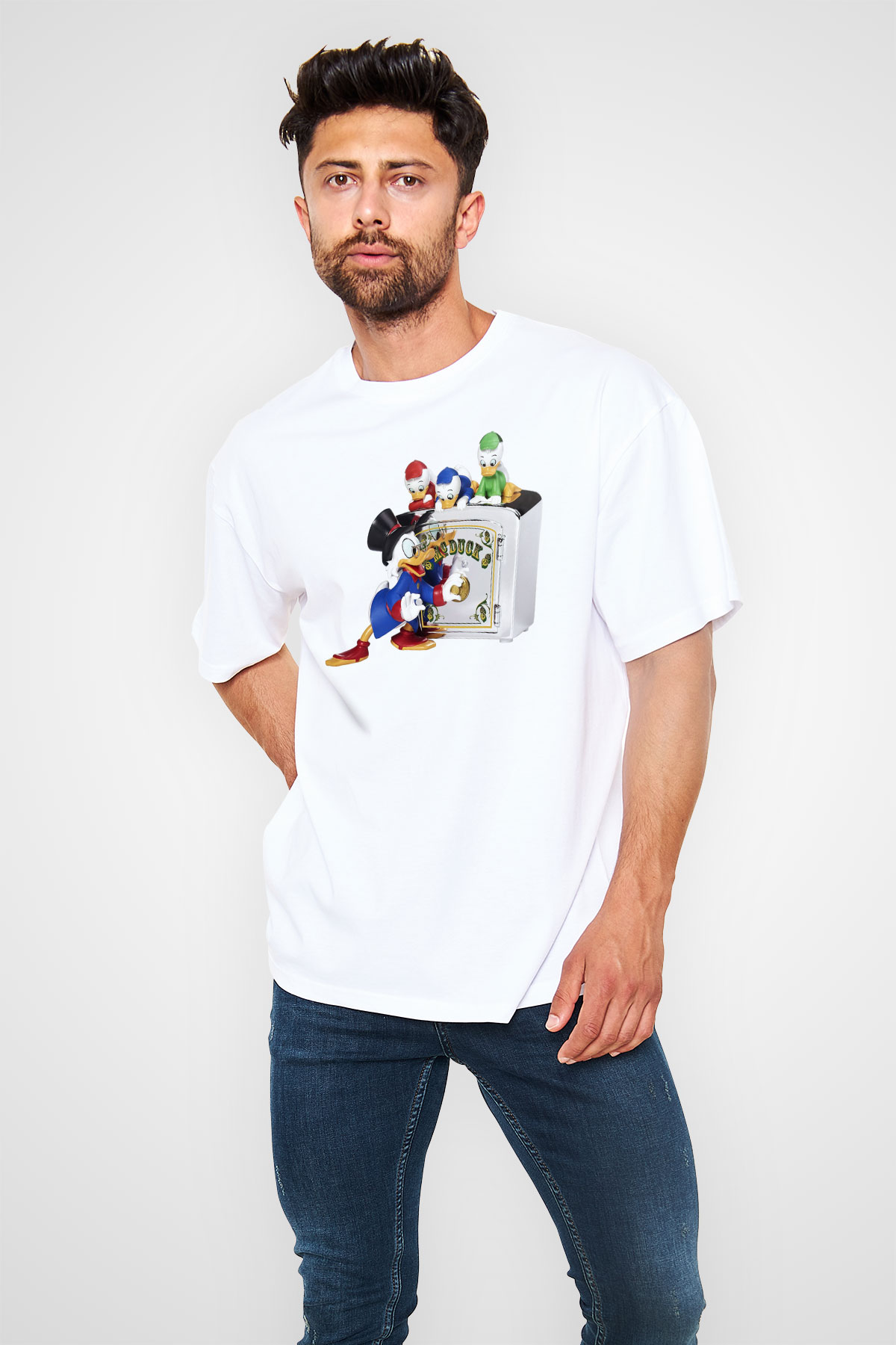 DuckTales Beyaz Unisex Oversize Tişört
