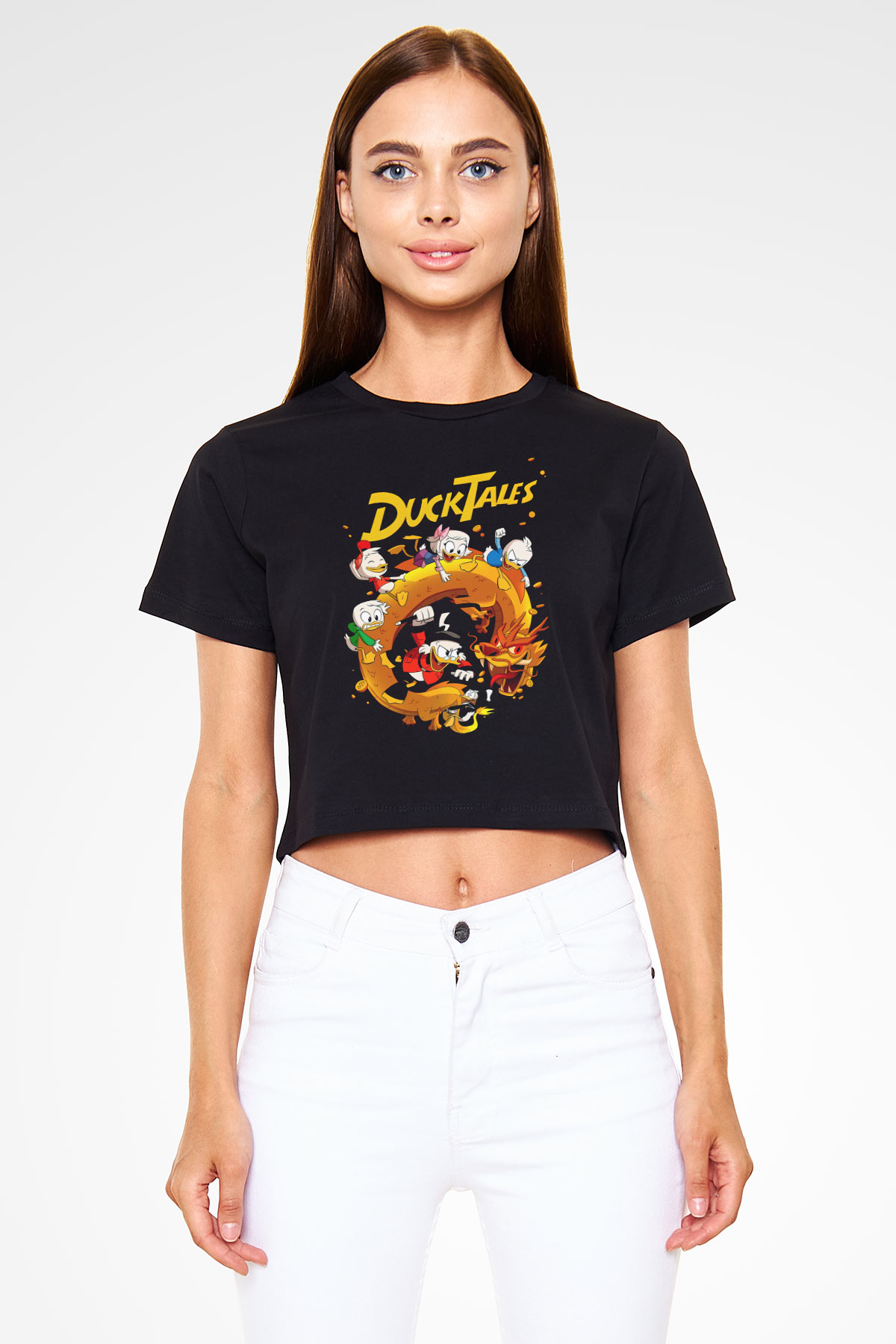 DuckTales Siyah   Crop Top Tişört