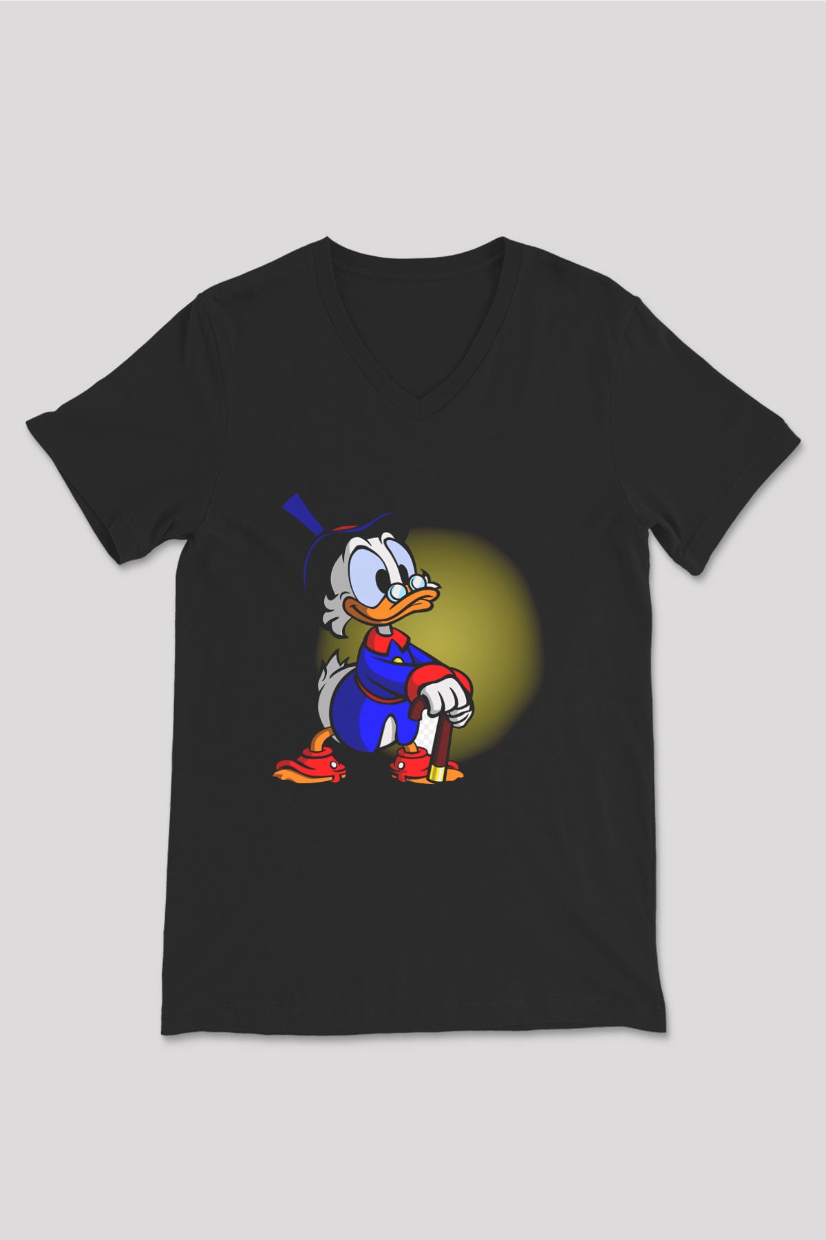 DuckTales Siyah Unisex V Yaka Tişört