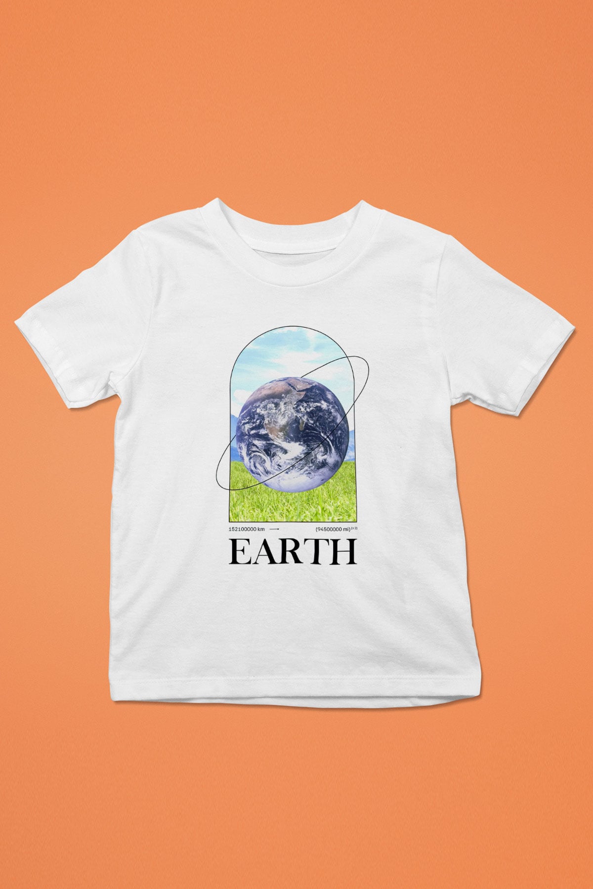 Dünya Baskılı Unisex Beyaz Çocuk Tişörtü - Tshirt