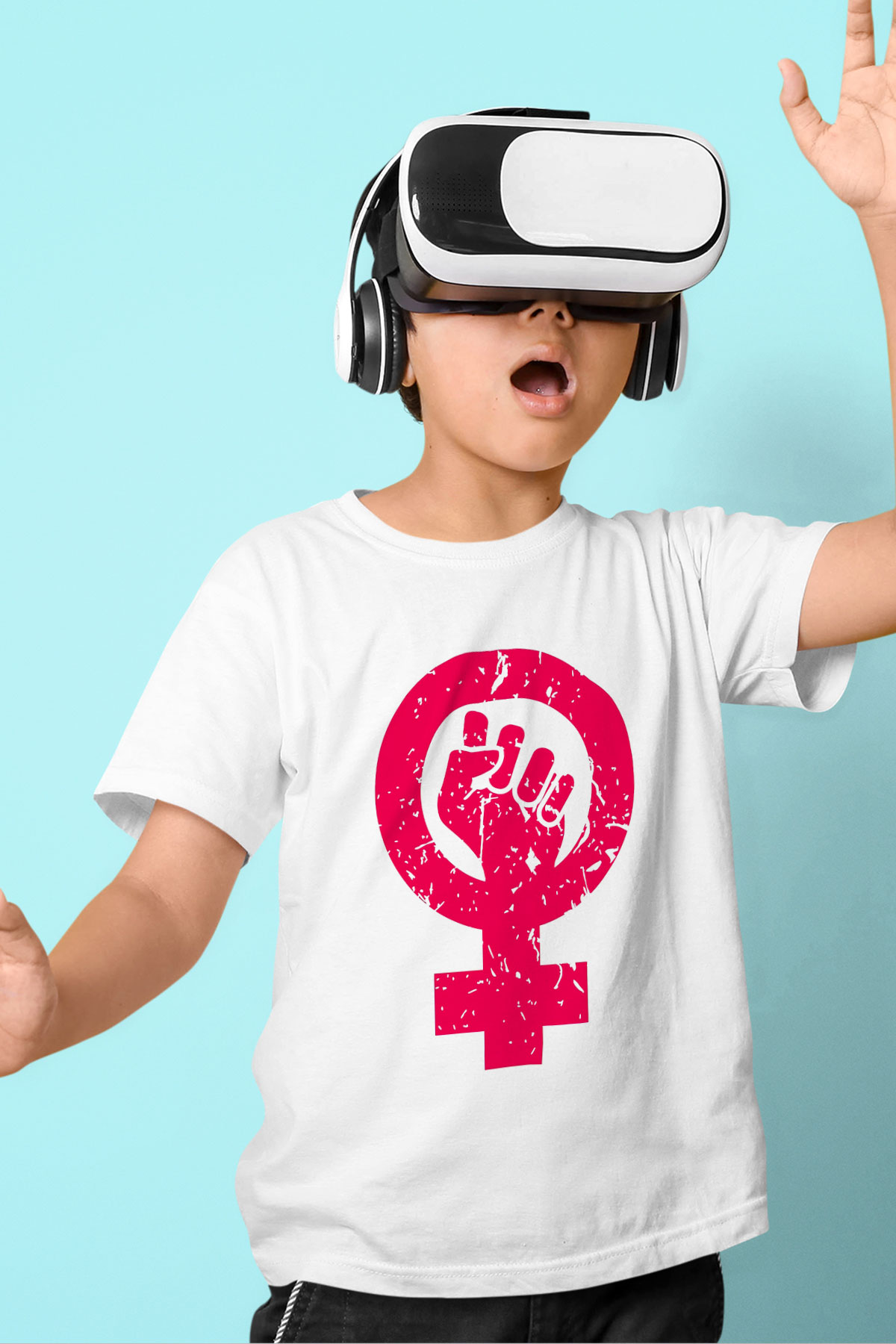 Dünya Kadınlar Günü Baskılı Beyaz Unisex Çocuk Tişört