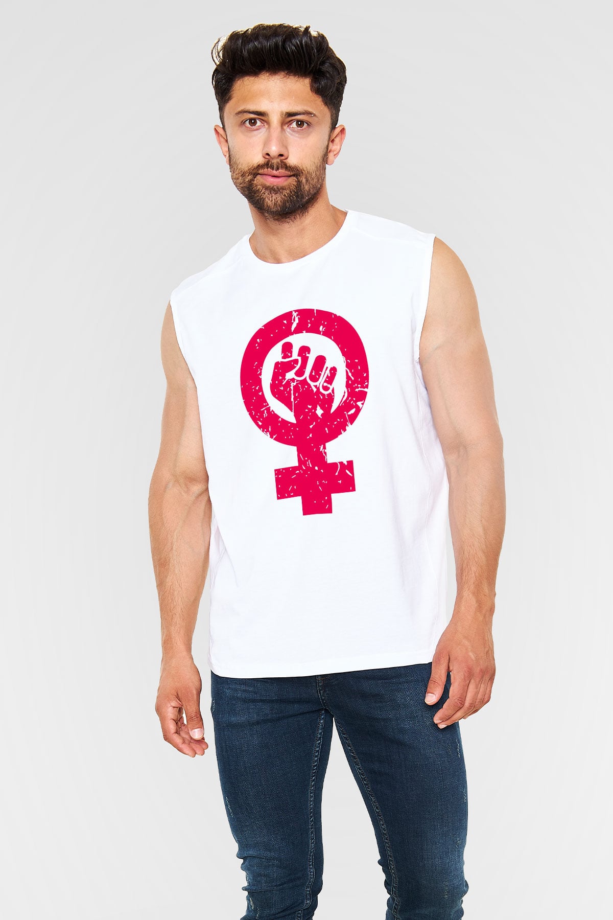 Dünya Kadınlar Günü Beyaz Unisex Kolsuz Tişört