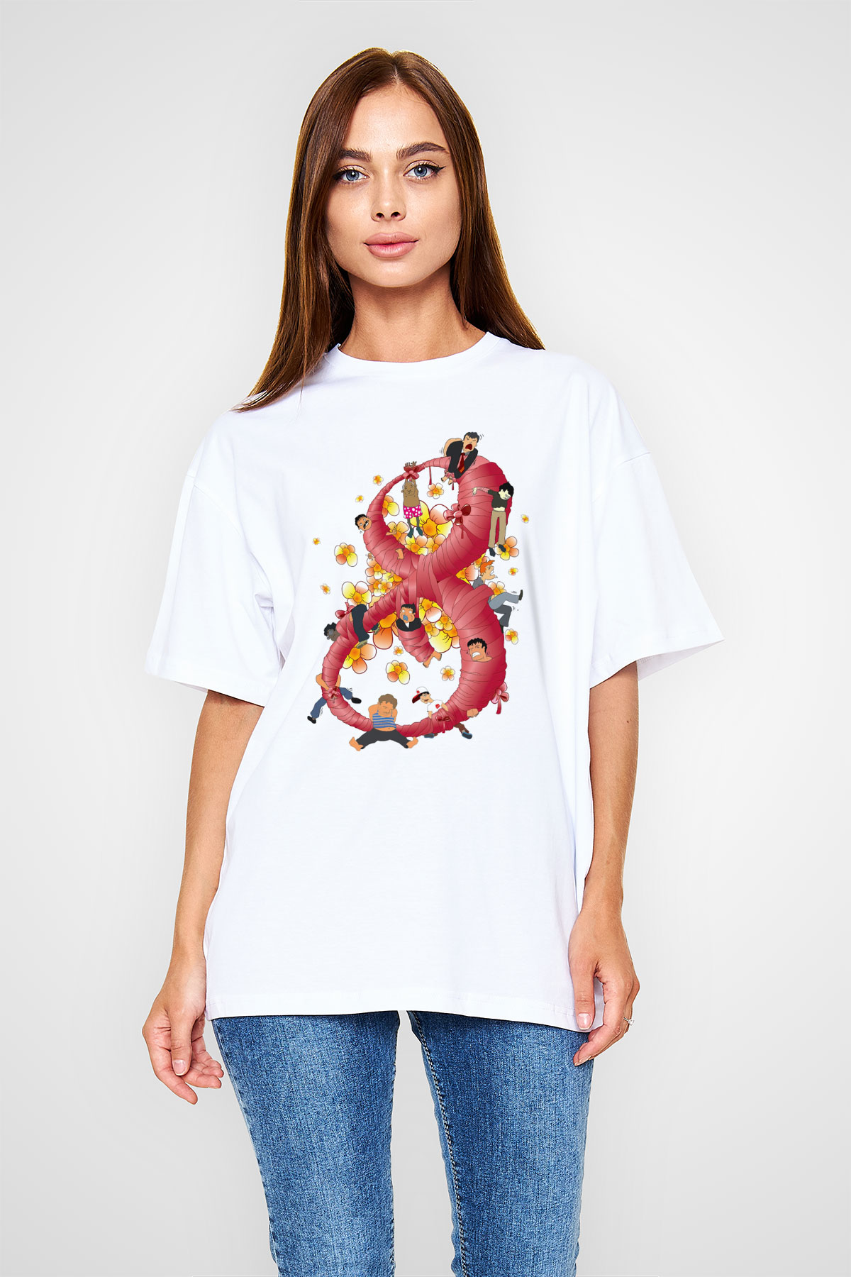 Dünya Kadınlar Günü Beyaz Unisex Oversize Tişört T-Shirt