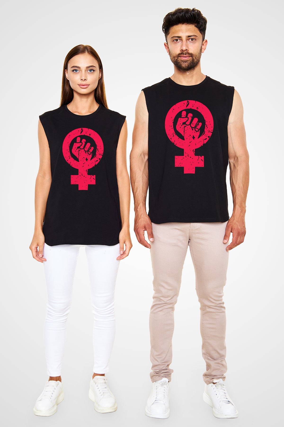 Dünya Kadınlar Günü Siyah Unisex Kolsuz Tişört
