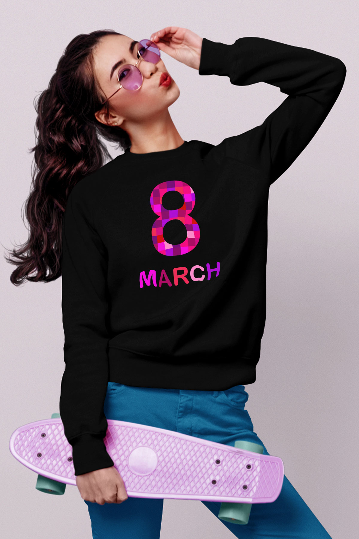 Dünya Kadınlar Günü Siyah Unisex Sweatshirt