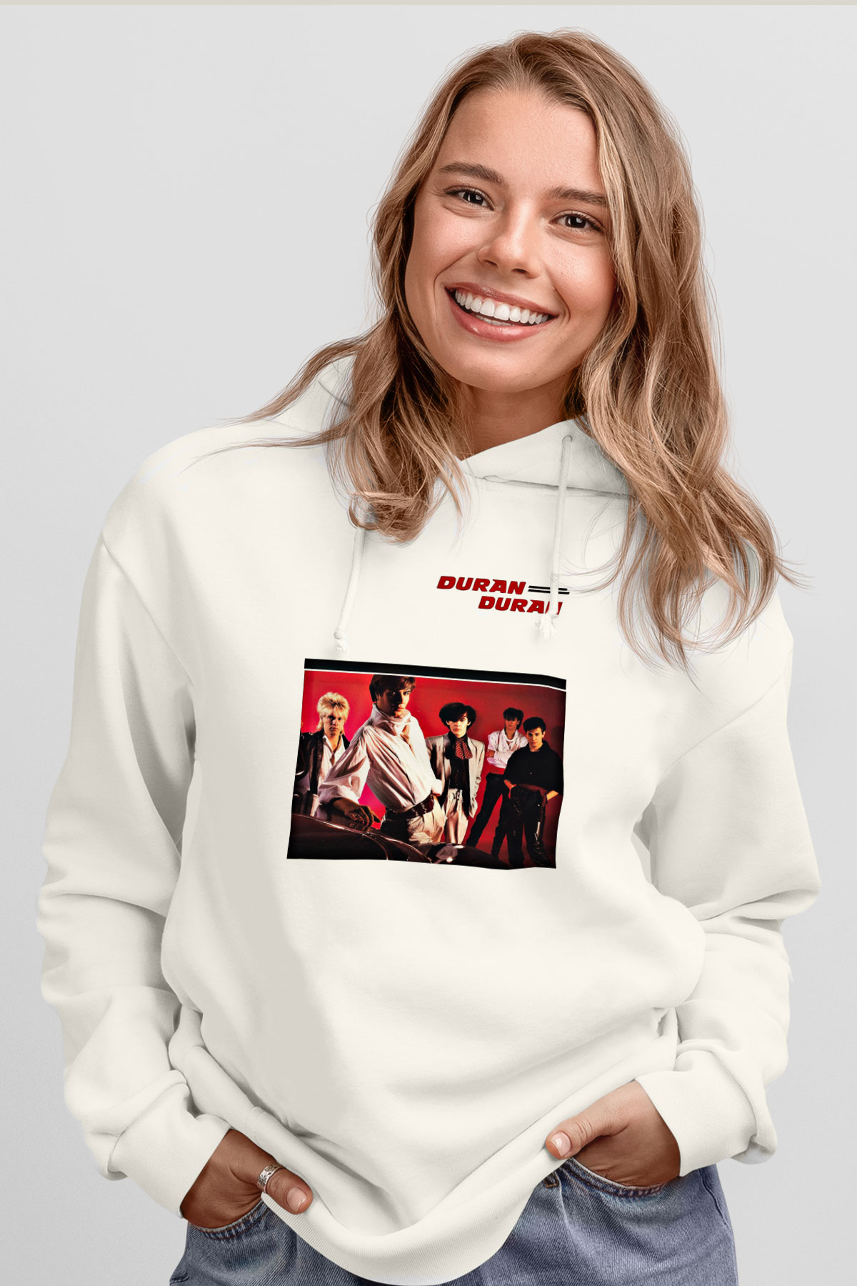 Duran Duran Baskılı Unisex Beyaz Hoodie