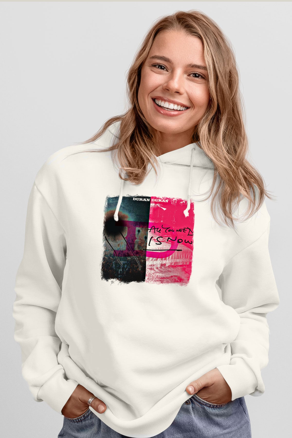 Duran Duran Baskılı Unisex Beyaz Hoodie