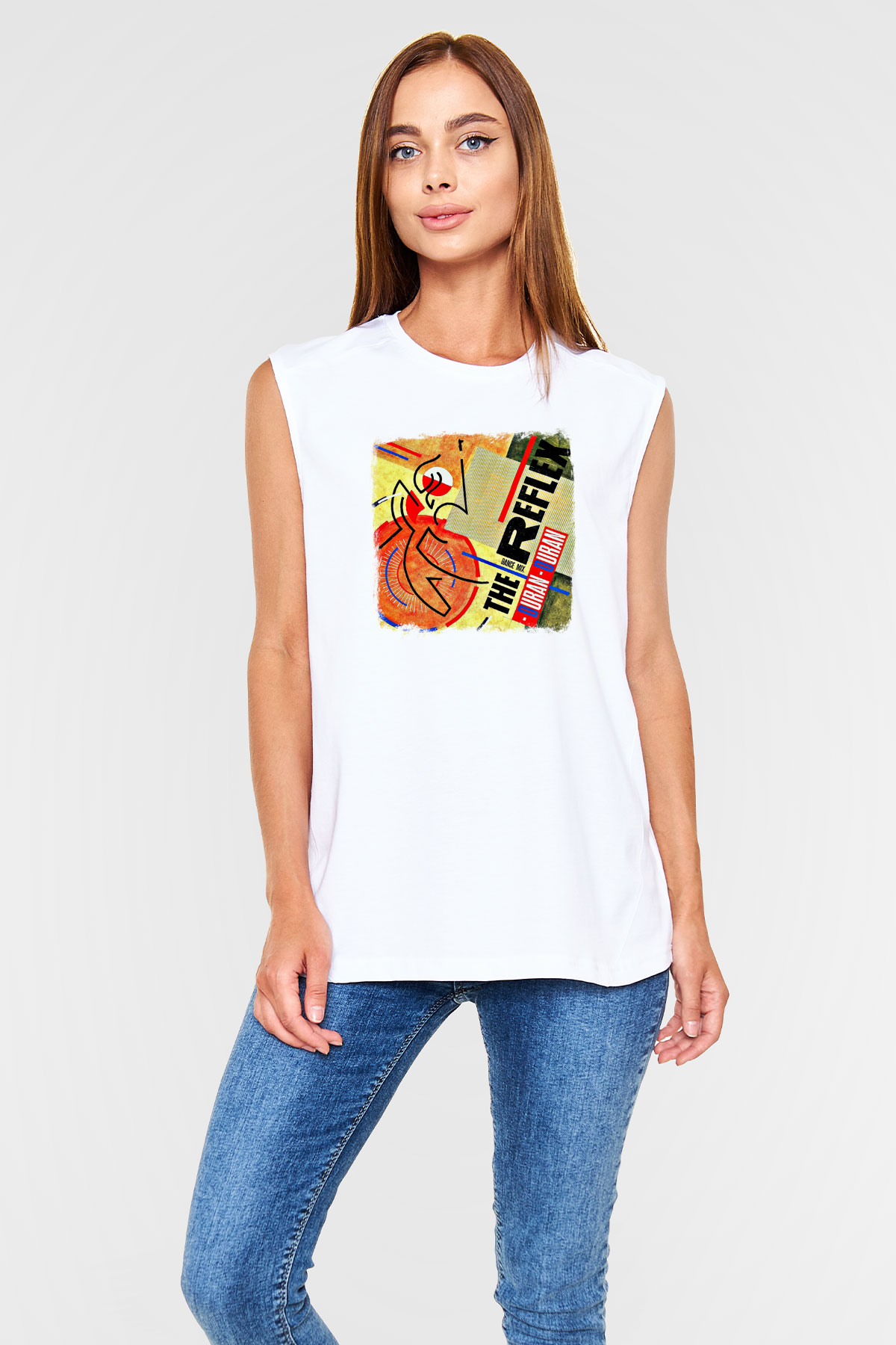 Duran Duran Baskılı Unisex Beyaz Kolsuz Tişört