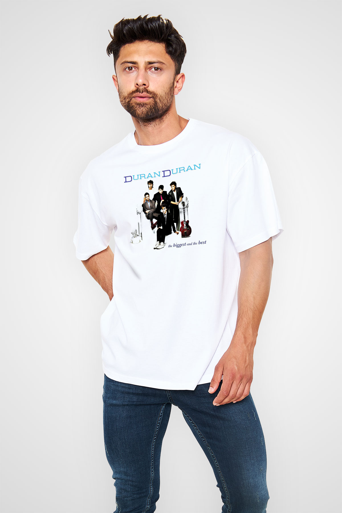 Duran Duran Baskılı Unisex Beyaz Oversize Tişört