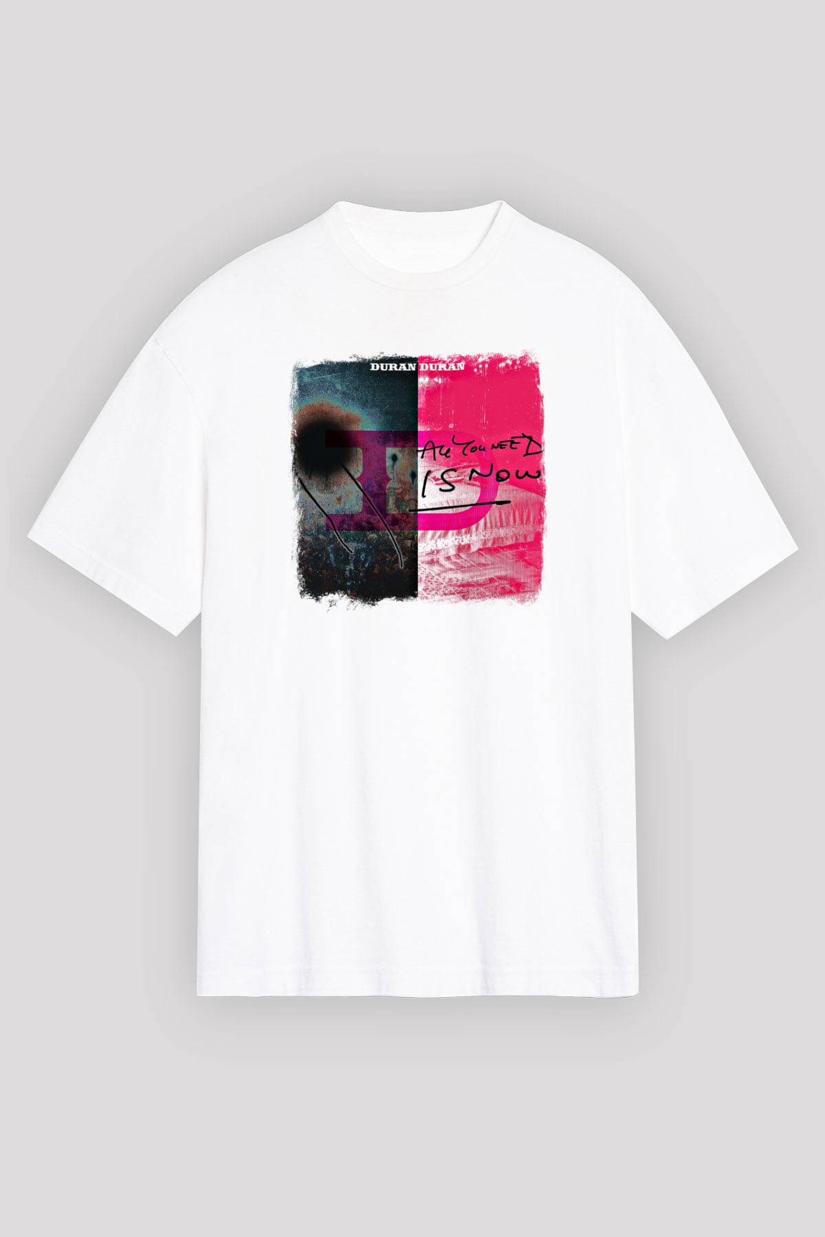 Duran Duran Baskılı Unisex Beyaz Oversize Tişört