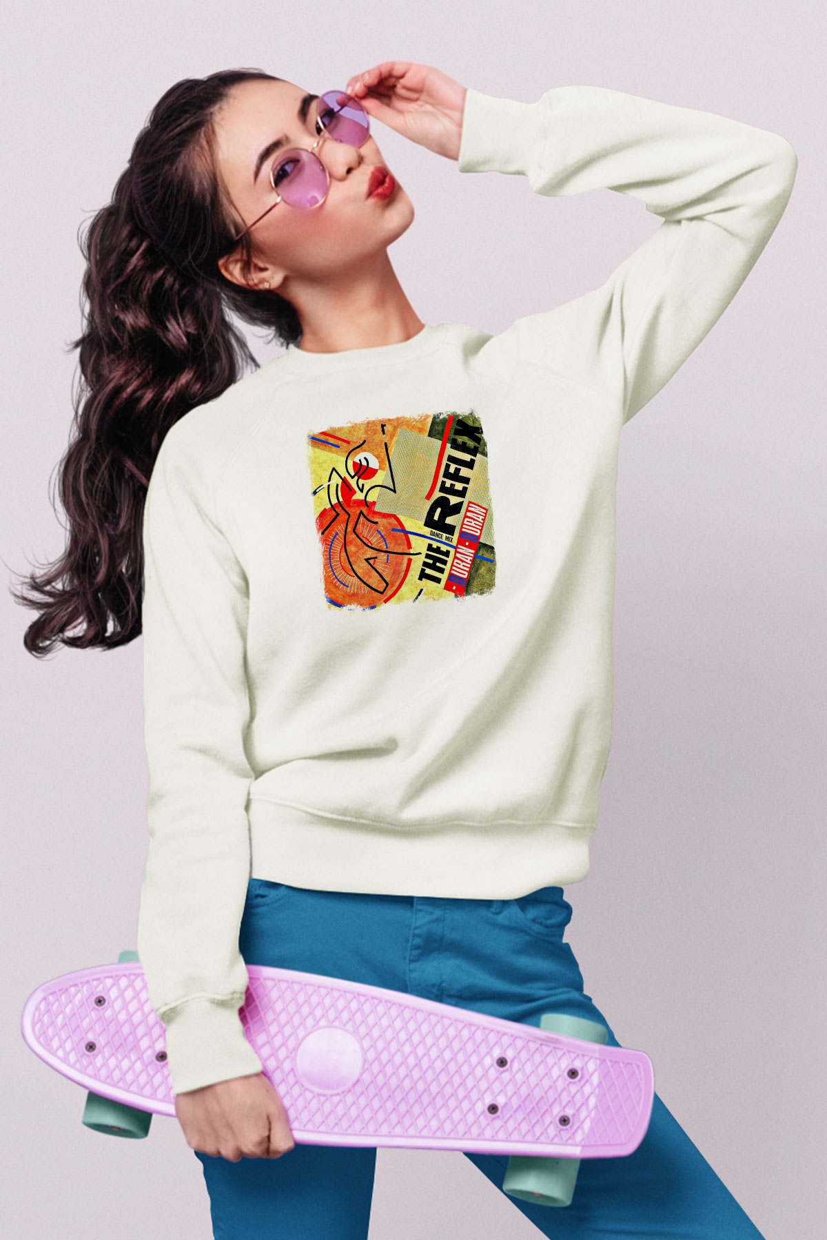 Duran Duran Baskılı Unisex Beyaz Sweatshirt