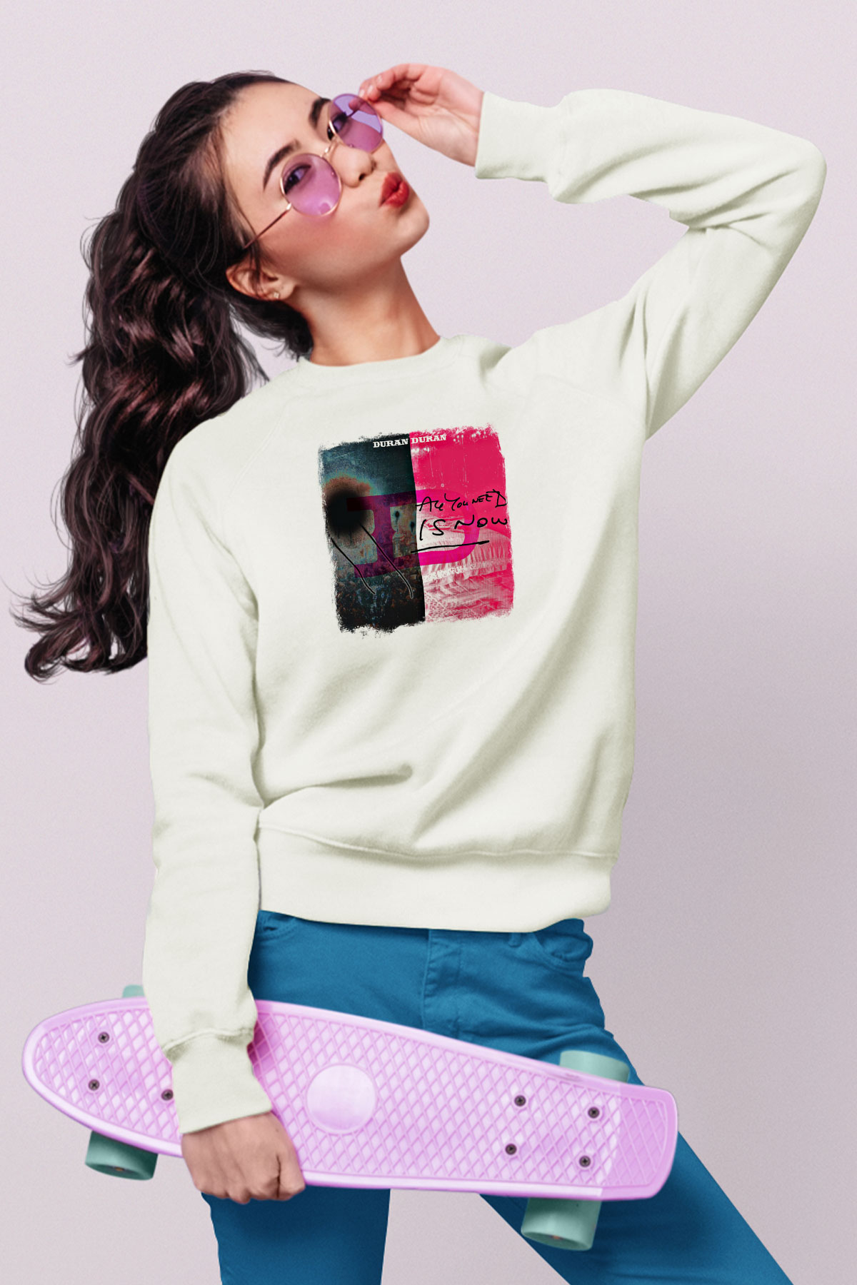 Duran Duran Baskılı Unisex Beyaz Sweatshirt
