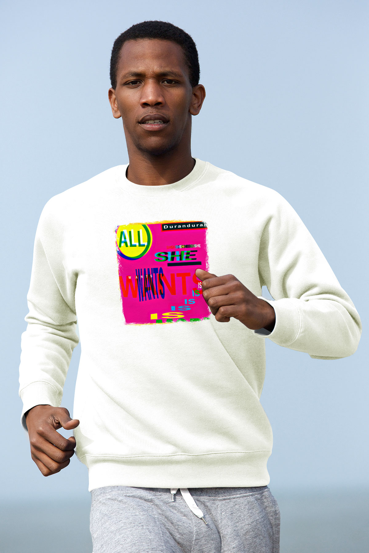 Duran Duran Baskılı Unisex Beyaz Sweatshirt