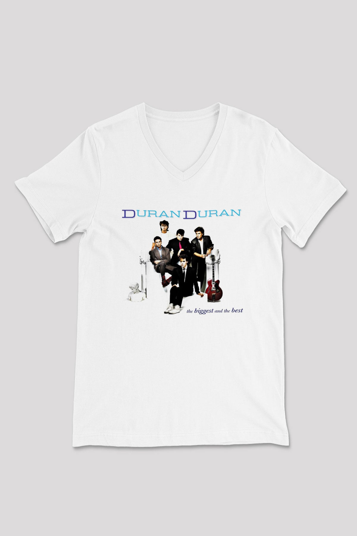 Duran Duran Baskılı Unisex Beyaz V Yaka Tişört