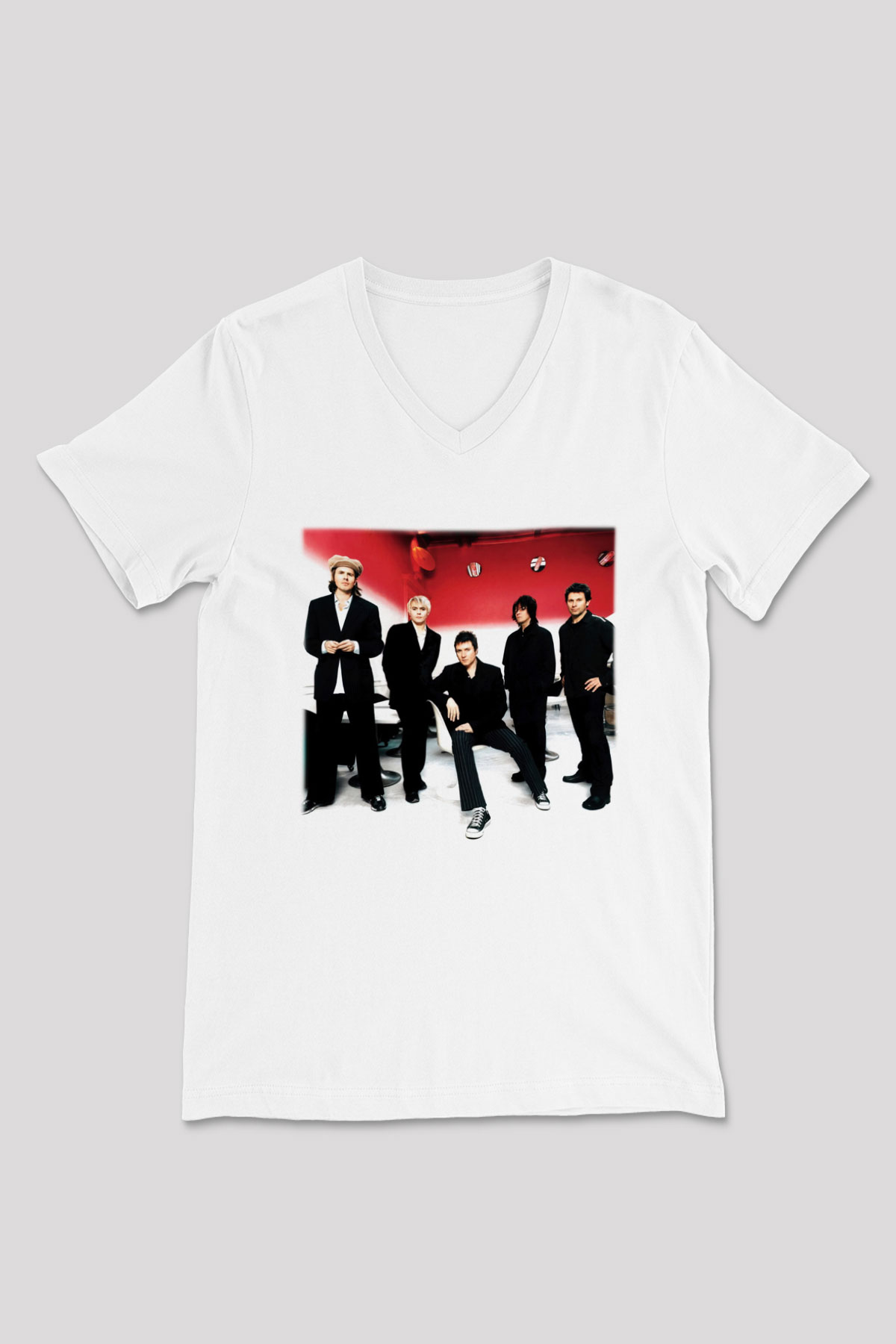 Duran Duran Beyaz Unisex V Yaka Tişört T-Shirt