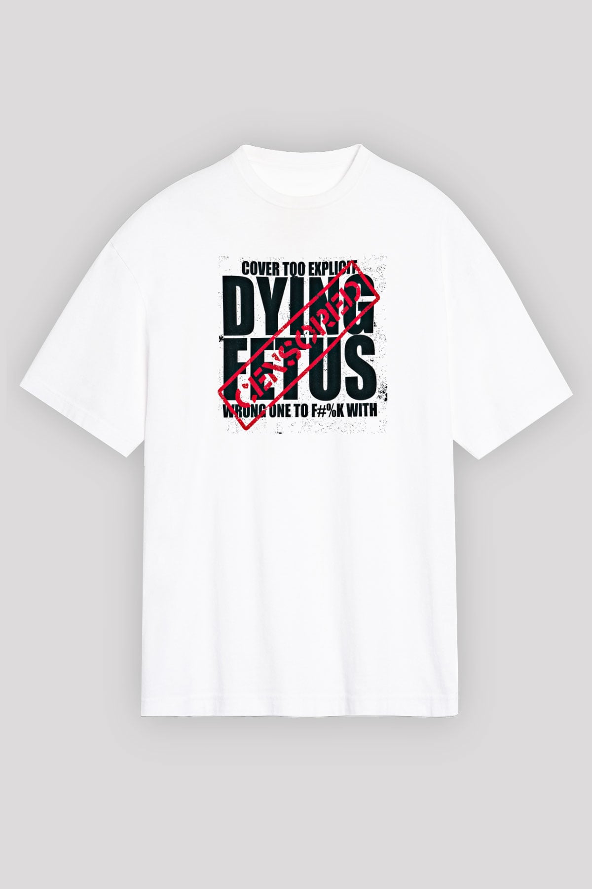 Dying Fetus Baskılı Unisex Beyaz Oversize Tişört