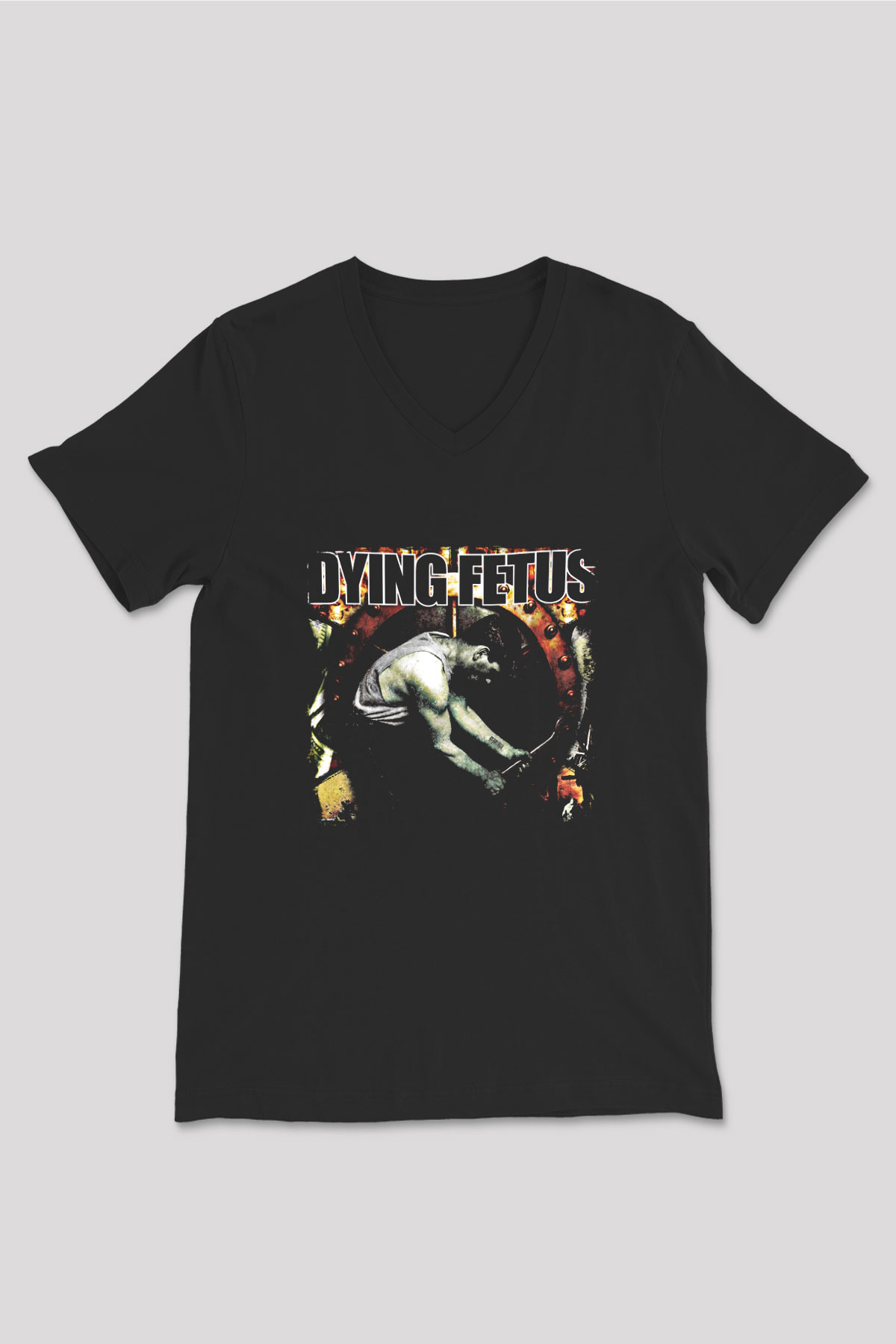 Dying Fetus Baskılı Unisex Siyah V Yaka Tişört