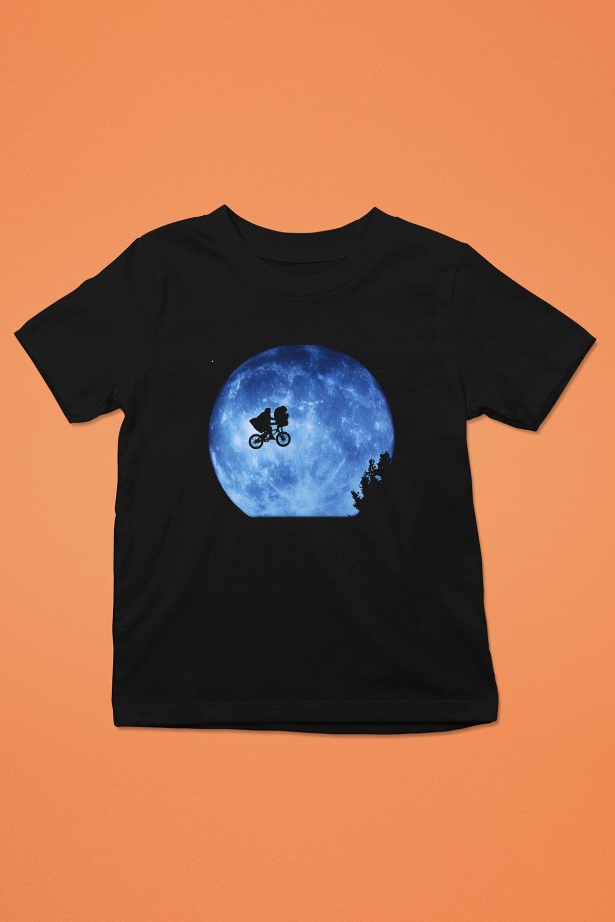 E.T. Baskılı Siyah Unisex Çocuk Tişört