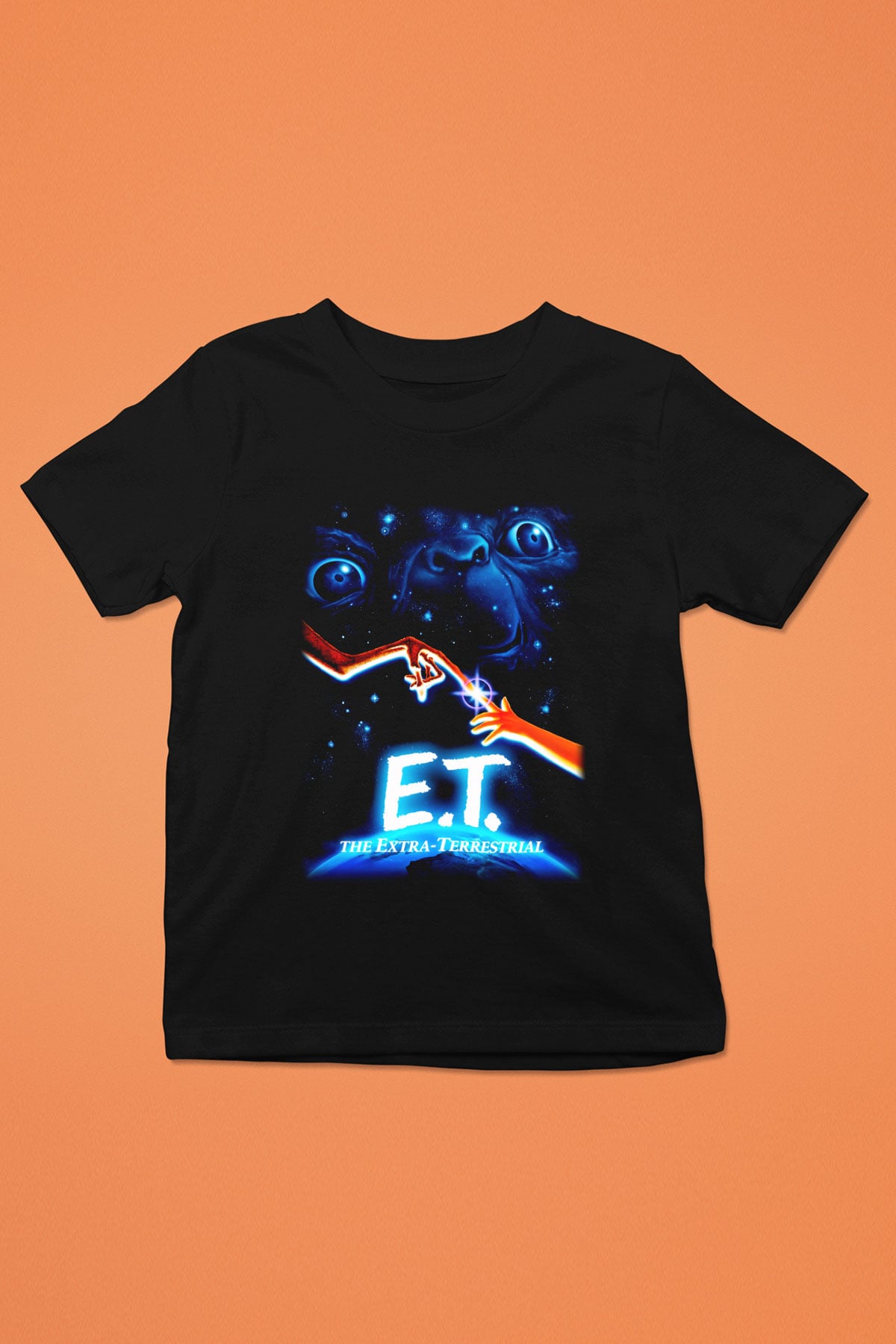 E.T. Baskılı Siyah Unisex Çocuk Tişört