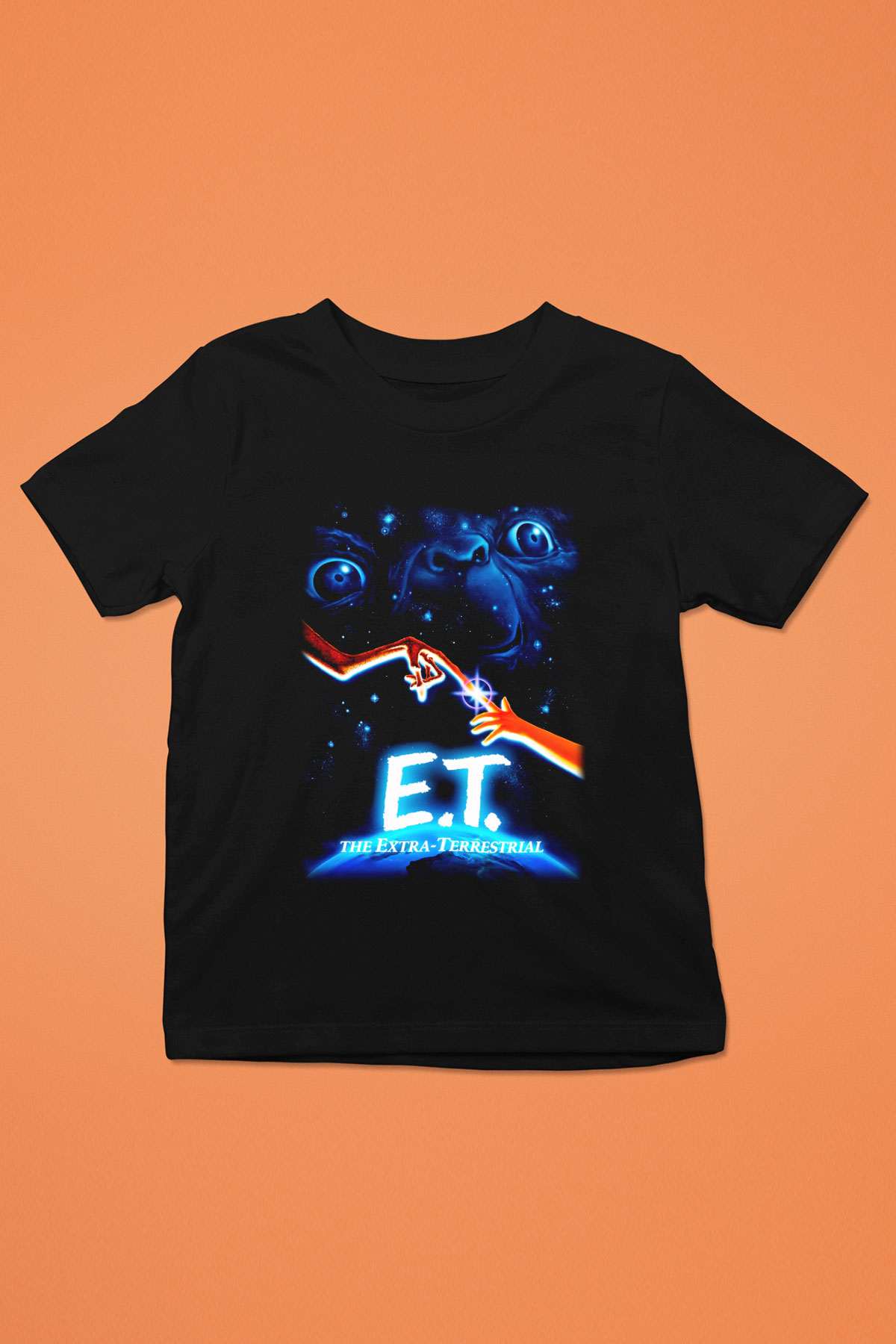 E.T. Baskılı Siyah Unisex Çocuk Tişört