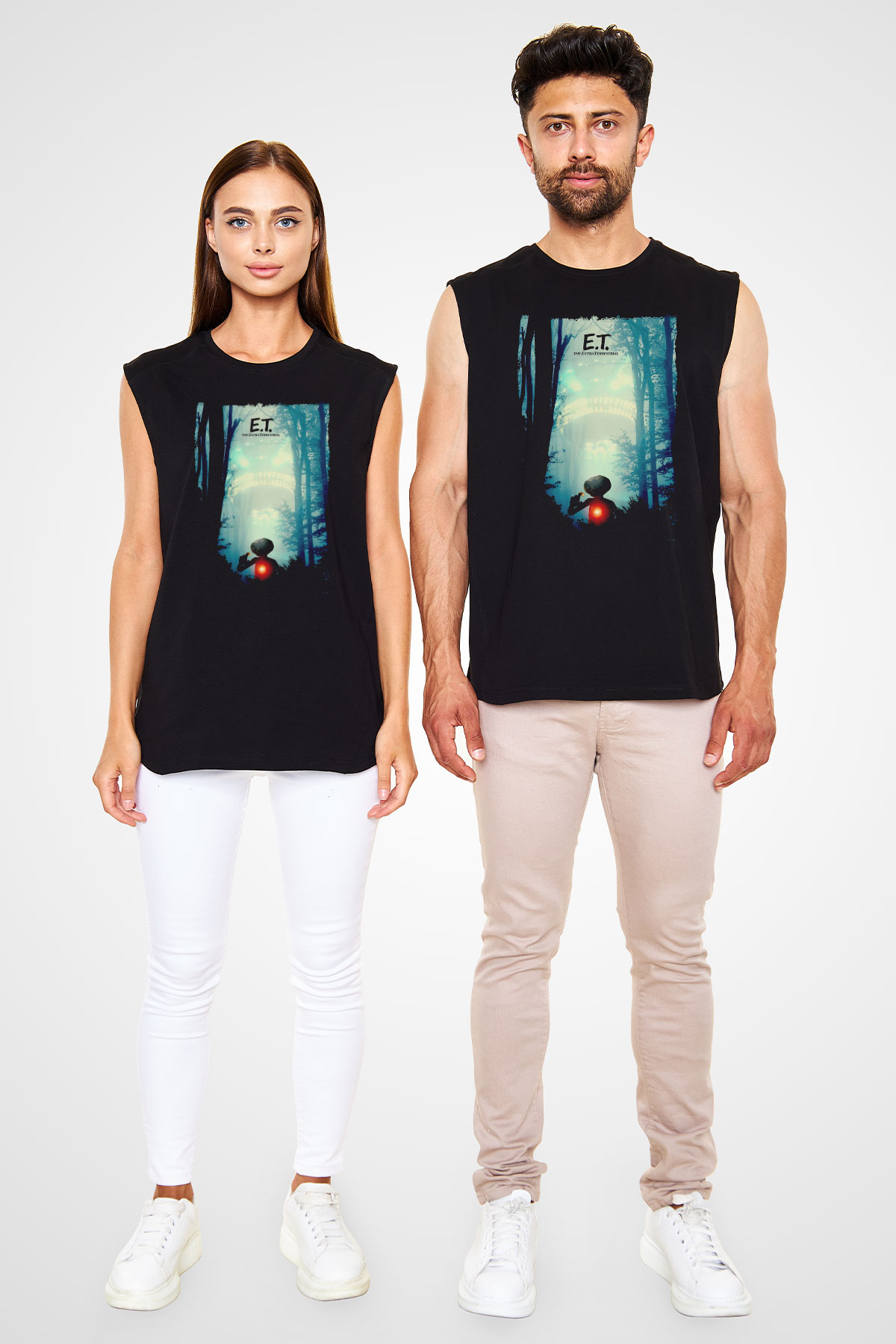E.T. Siyah Unisex  Kolsuz Tişört