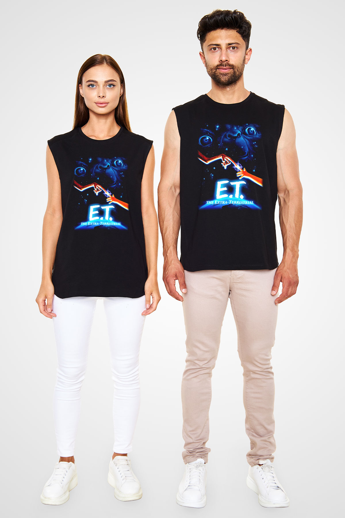 E.T. Siyah Unisex Kolsuz Tişört
