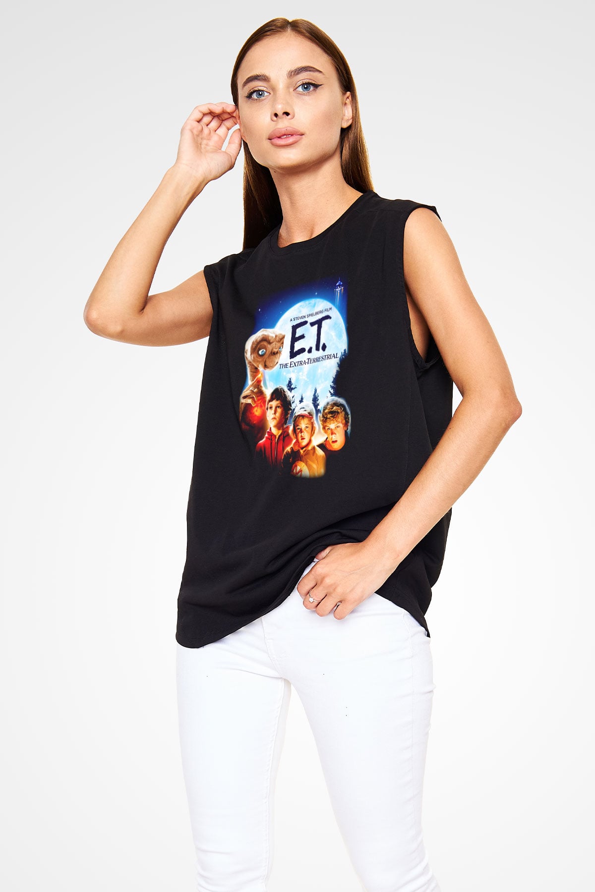 E.T. Siyah Unisex Kolsuz Tişört