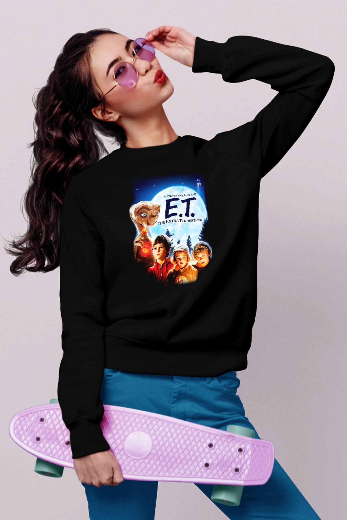 E.T. Siyah Unisex Sweatshirt
