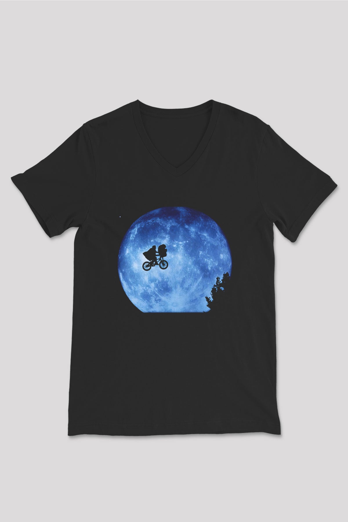 E.T. Siyah Unisex V Yaka Tişört