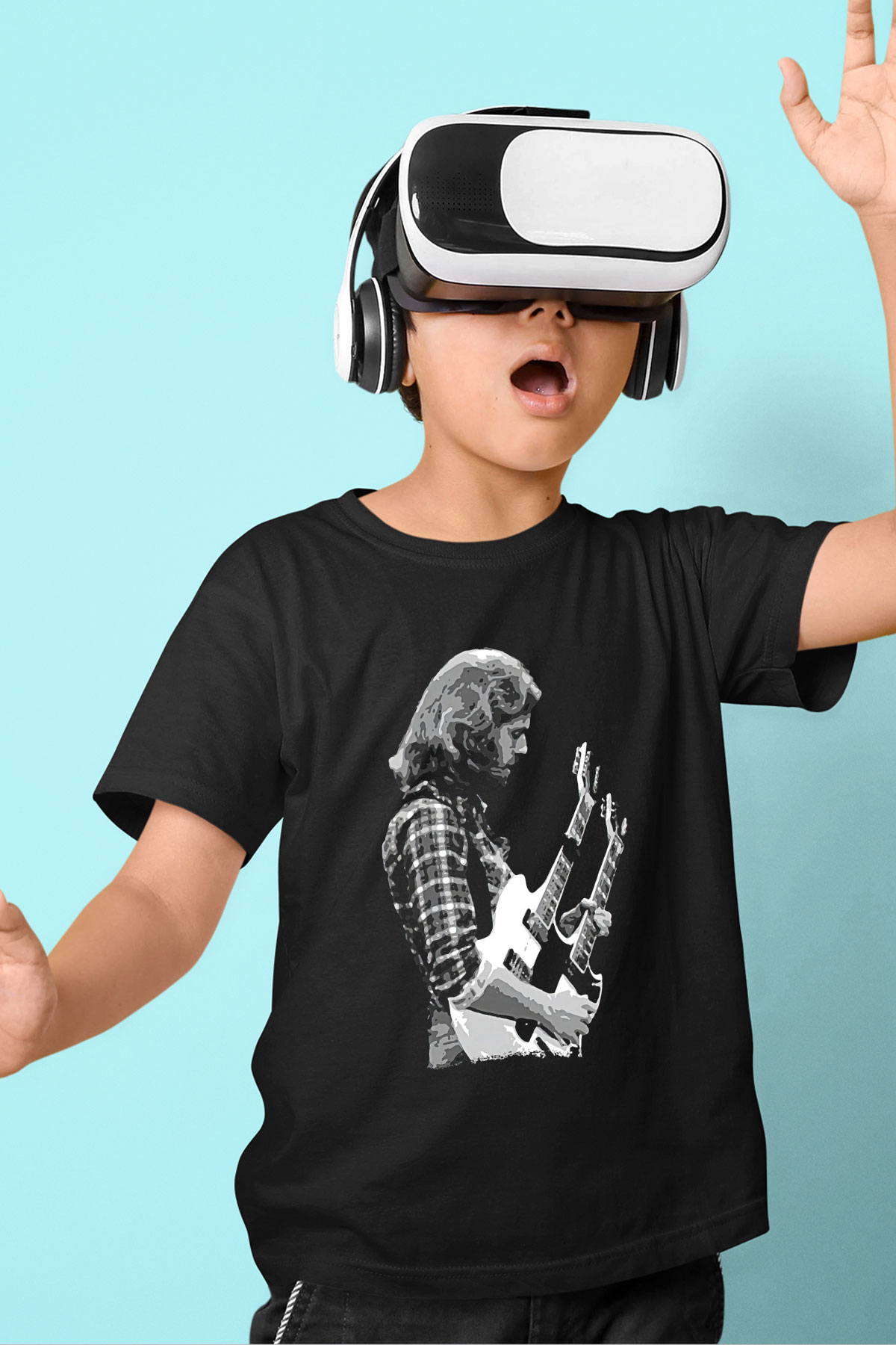 Eagles Baskılı Unisex Siyah Çocuk Tişört - Tshirt