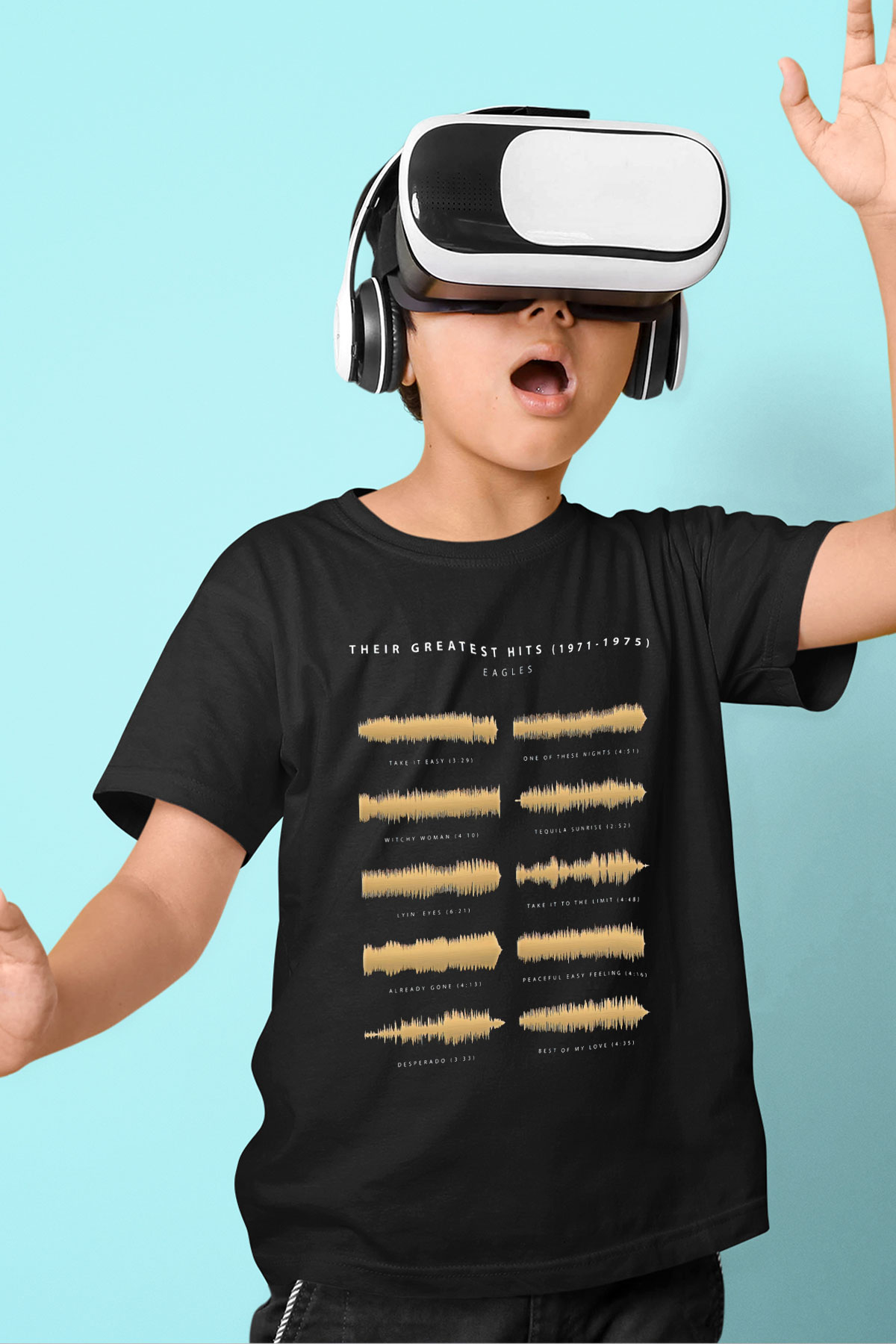 Eagles Baskılı Unisex Siyah Çocuk Tişört - Tshirt