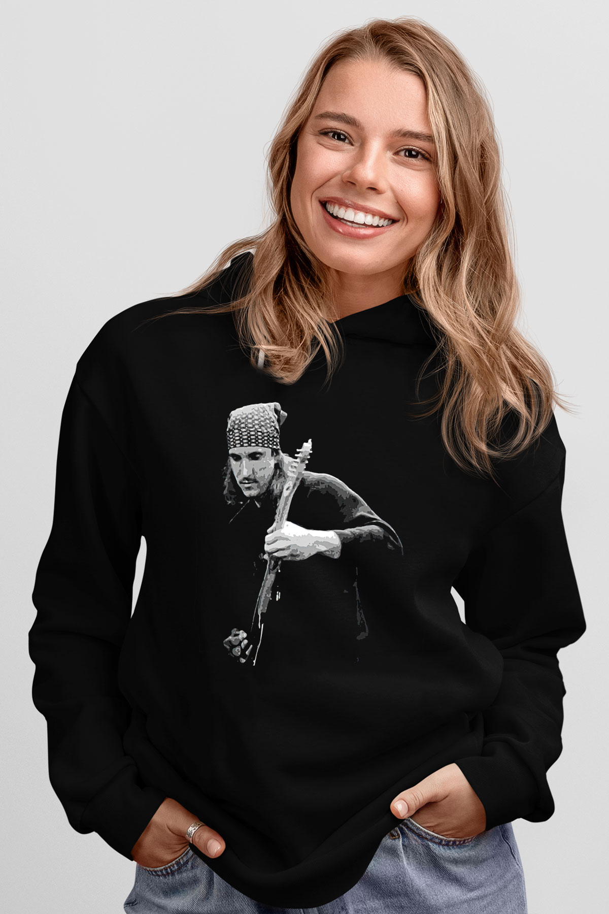 Eagles Baskılı Unisex Siyah Kapüşonlu Sweatshirt
