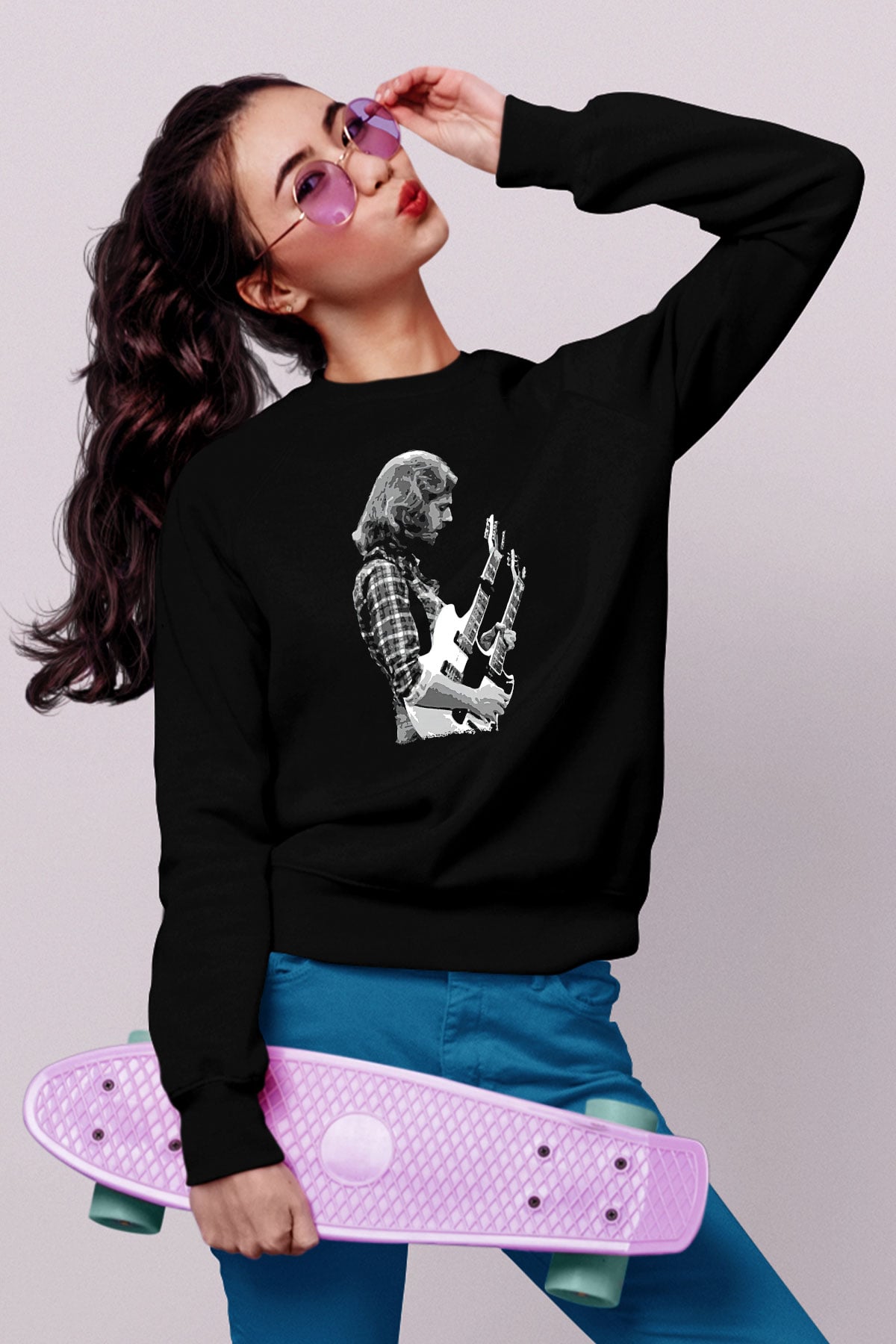 Eagles Baskılı Unisex Siyah Sweatshirt