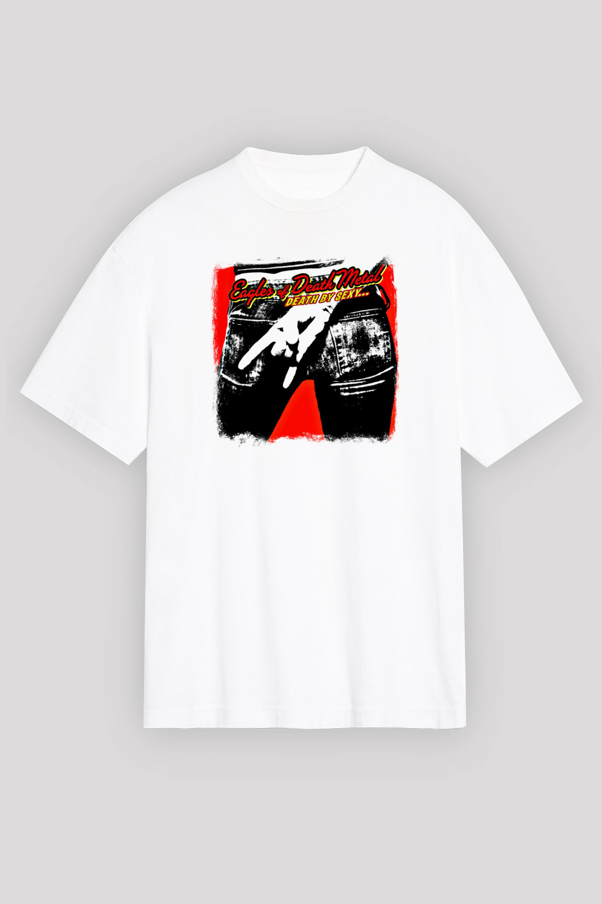 Eagles of Death Metal Baskılı Unisex Beyaz Oversize Tişört
