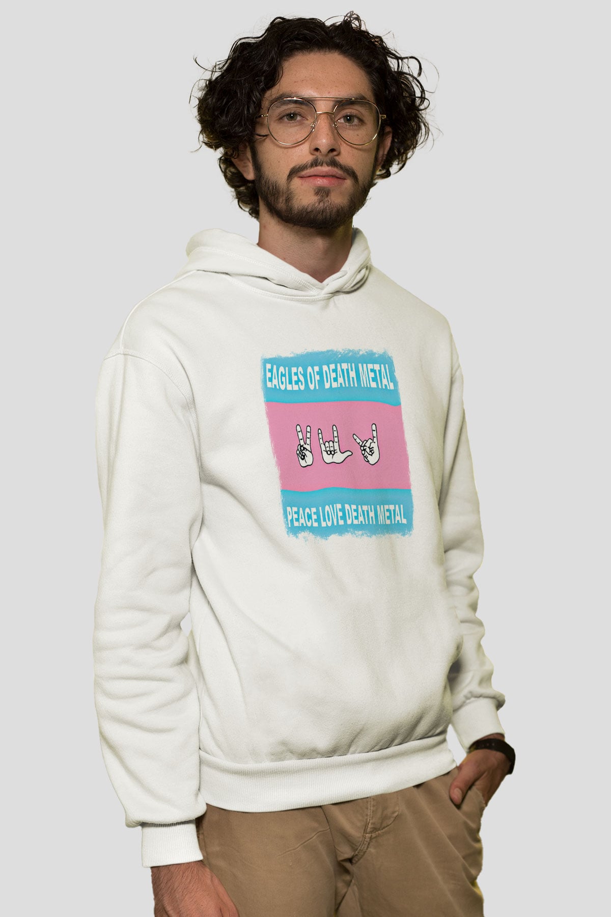 Eagles of Death Metal Baskılı Unisex Beyaz Hoodie