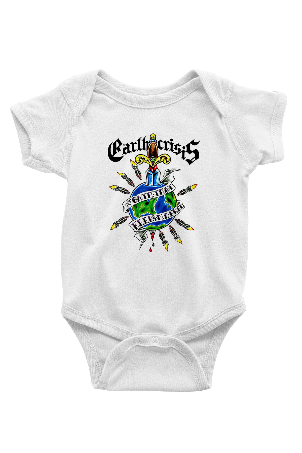Earth Crisis Baskılı Beyaz Unisex Bebek Body - Zıbın