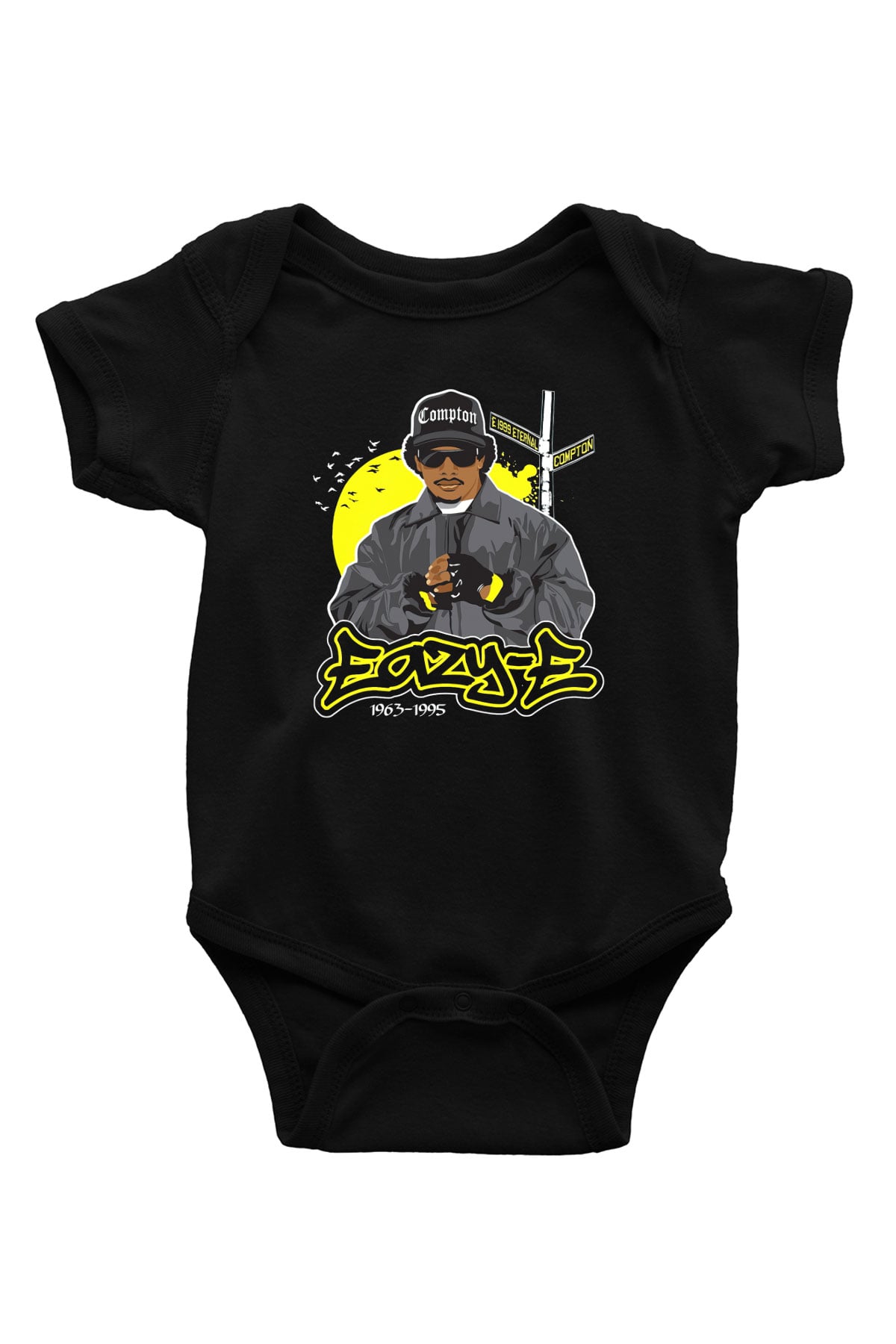 Eazy-E Baskılı Siyah Bebek Body - Zıbın