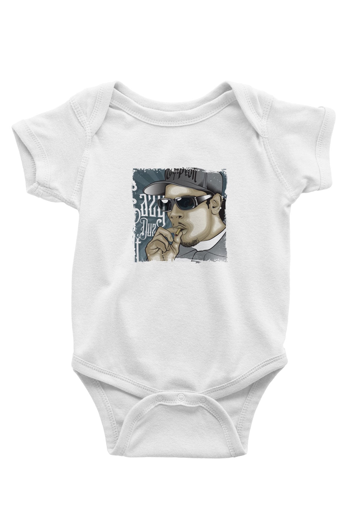 Eazy-E Baskılı Unisex Beyaz Bebek Body - Zıbın